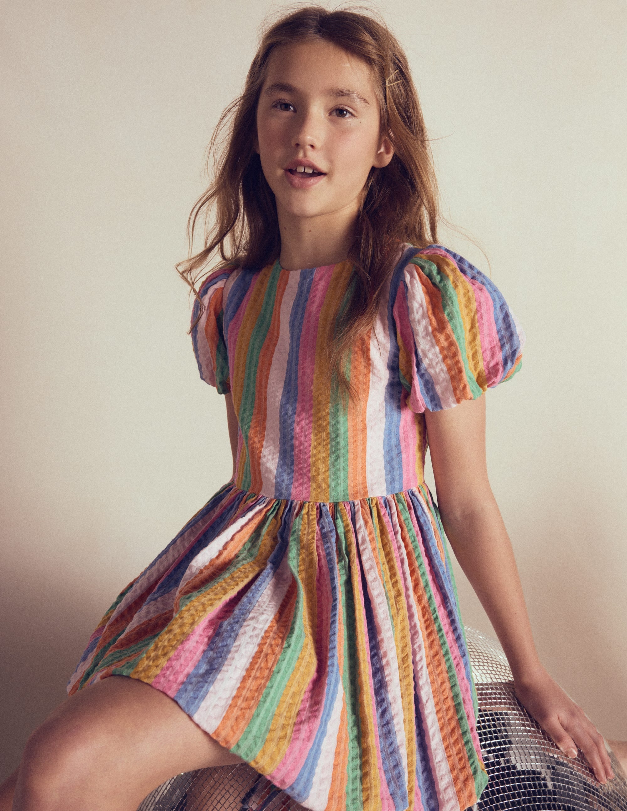 Bubble Hem Dress-Multi Stripe - Image 4