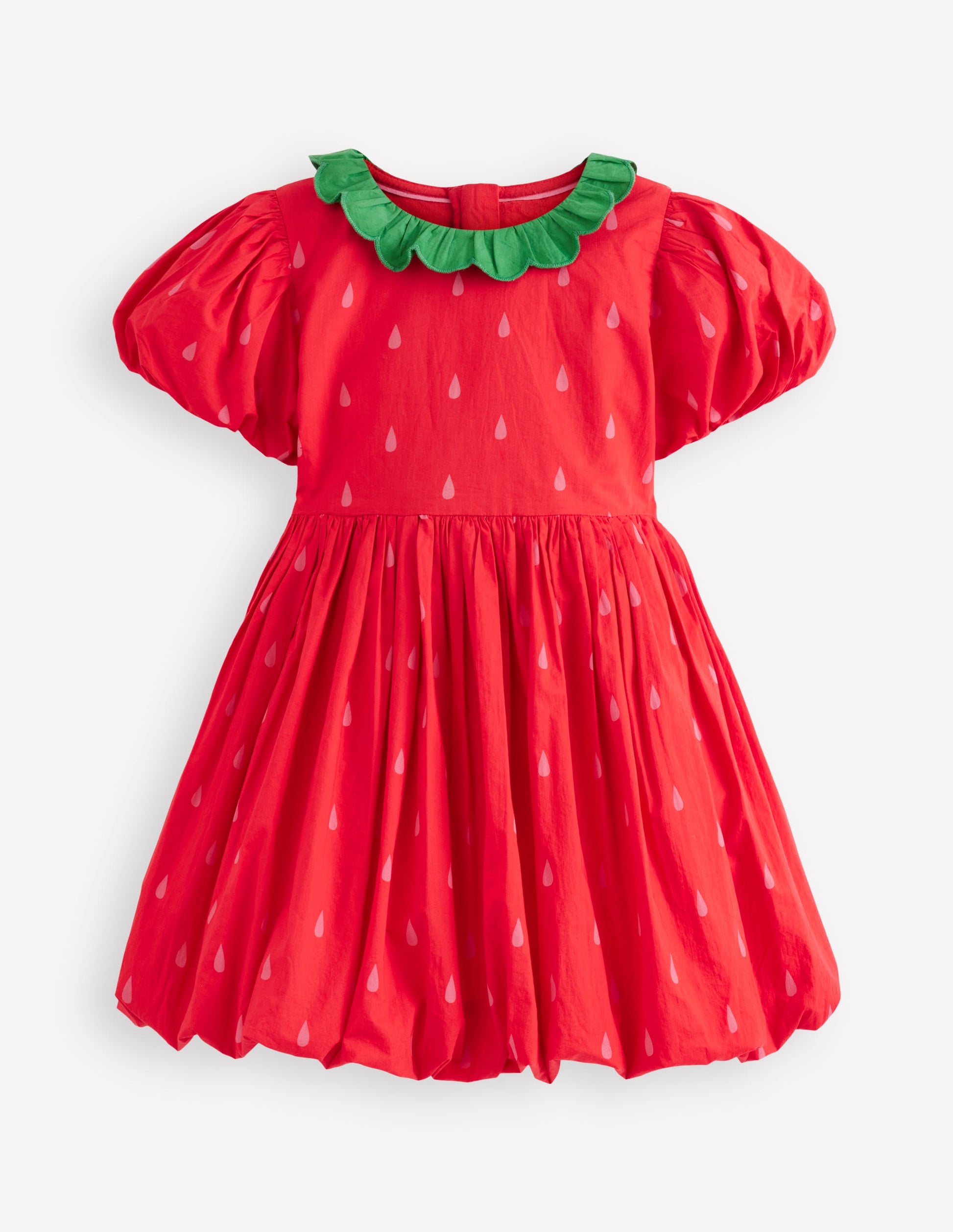 Bubble Hem Dress-Poppy Red Strawberry-1