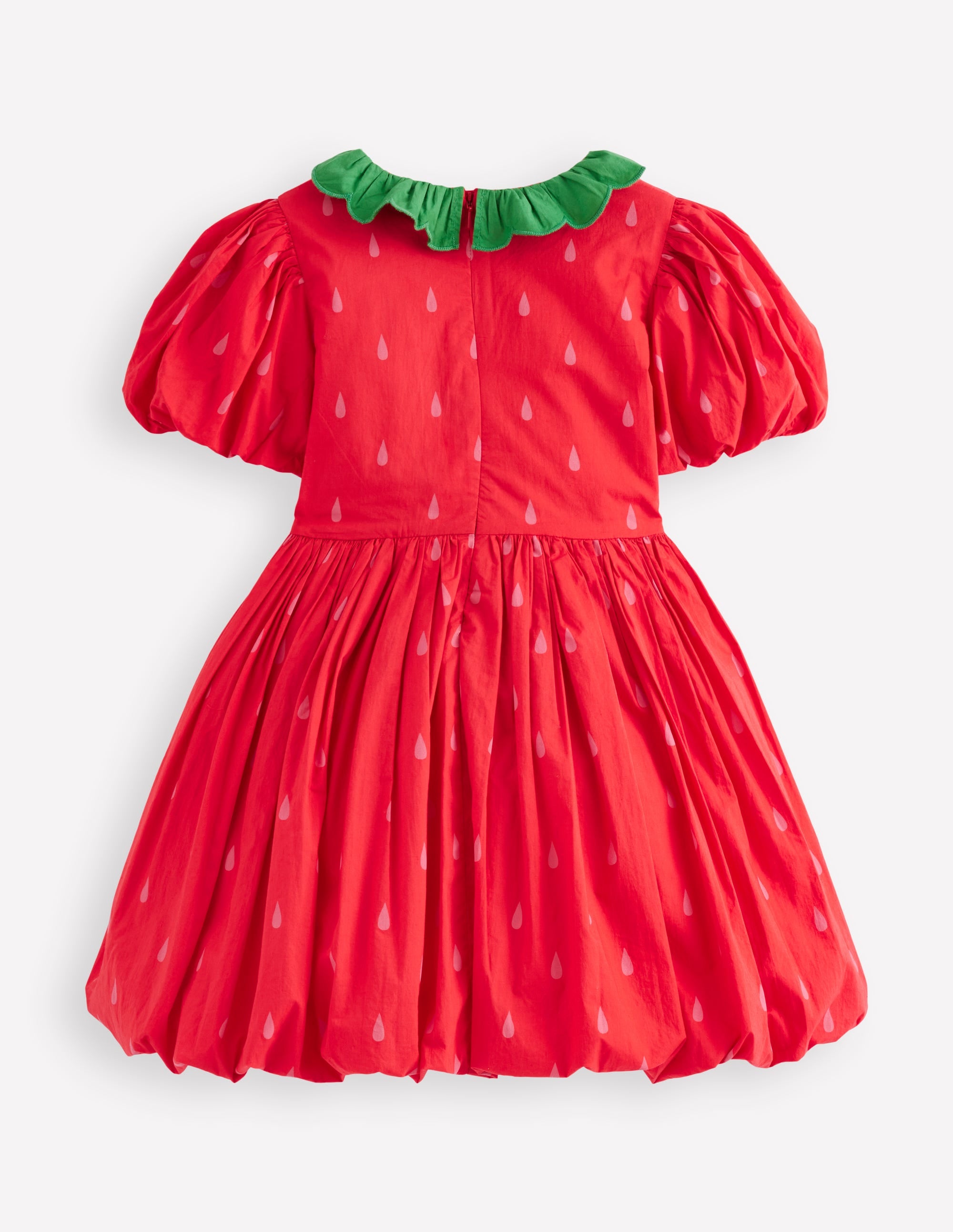 Bubble Hem Dress-Poppy Red Strawberry - Image 2
