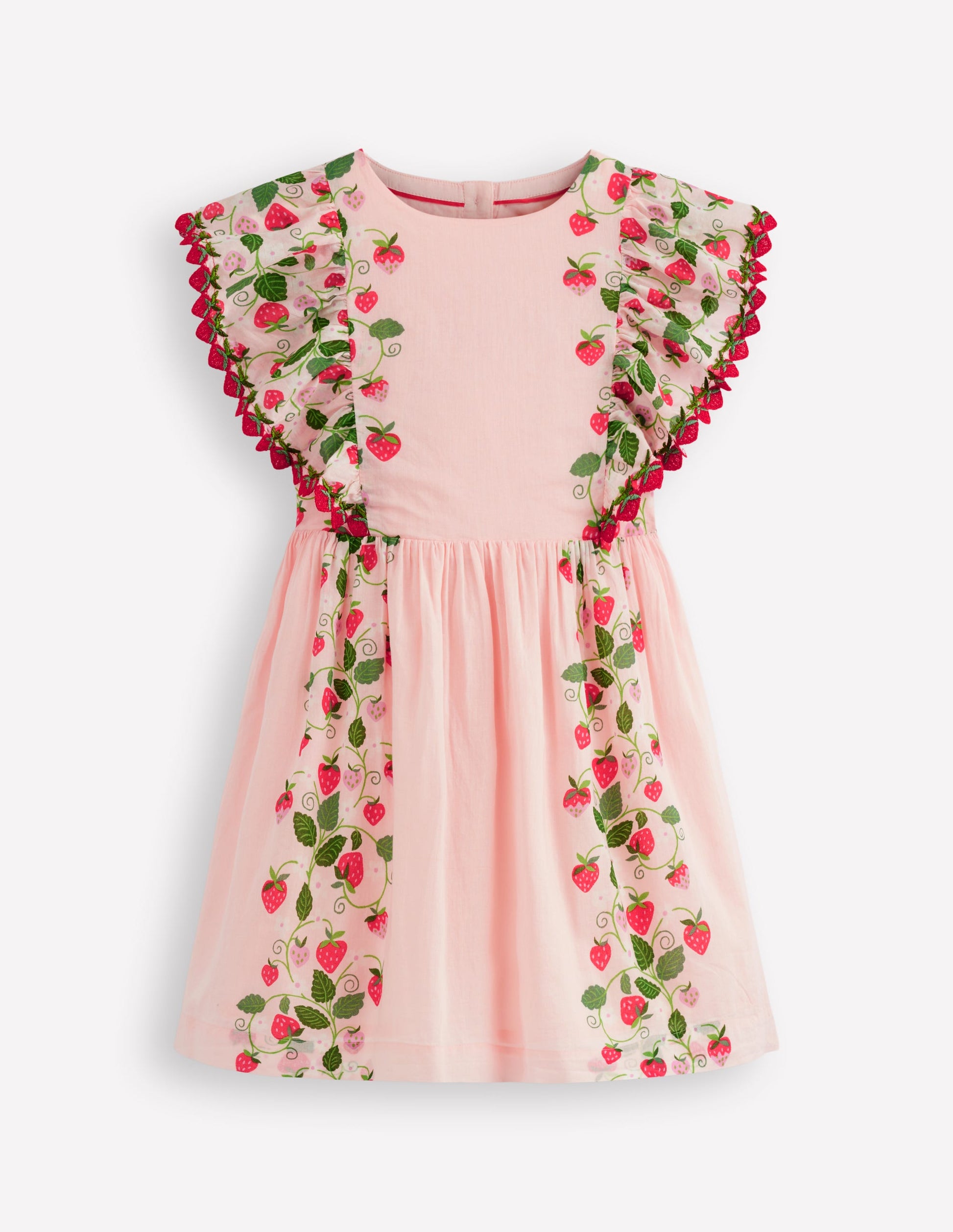 Pretty Woven Dress-Chalk Pink Strawberry Vine-1