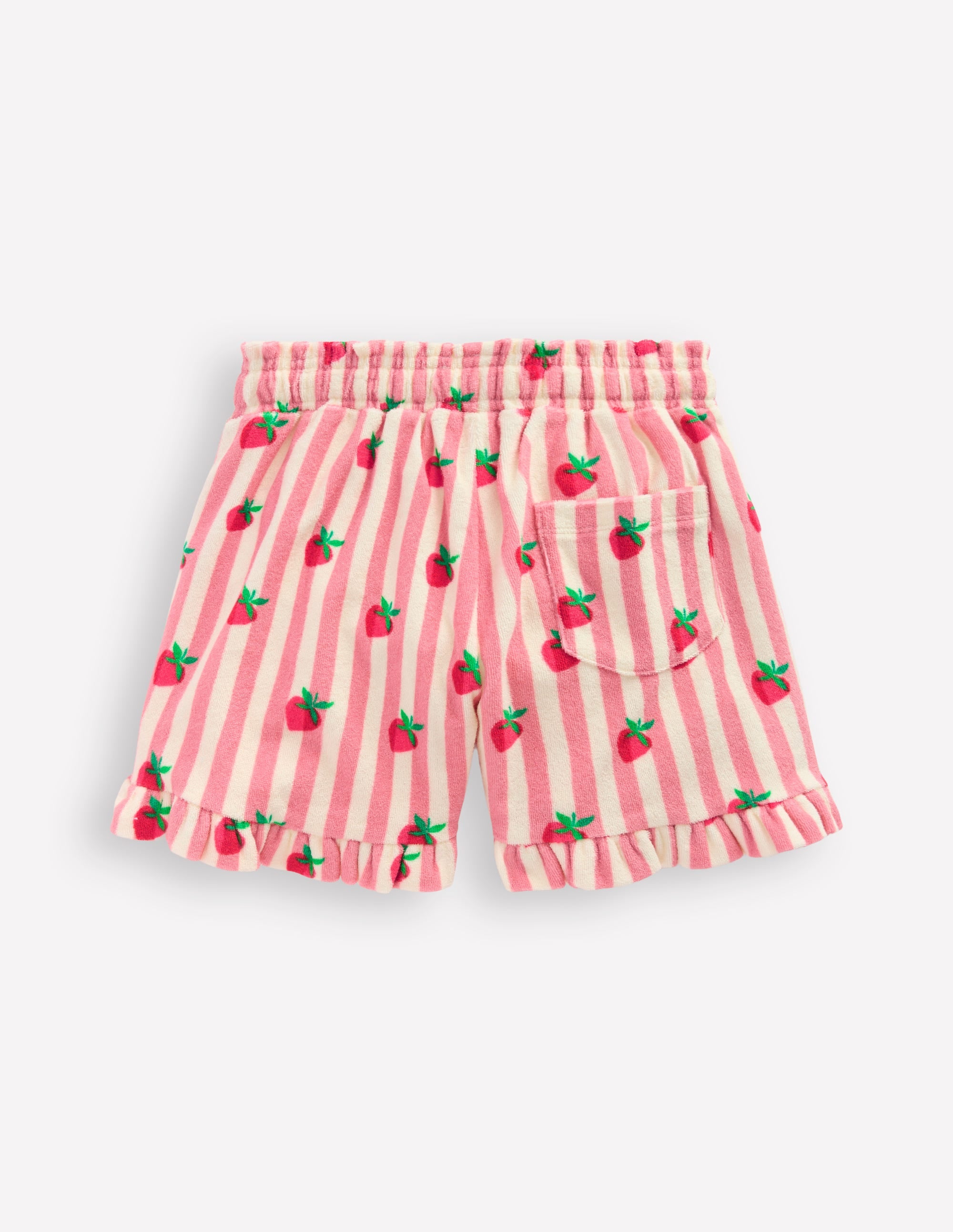 Towelling Ruffle Shorts-Strawberry Stripe - Image 2