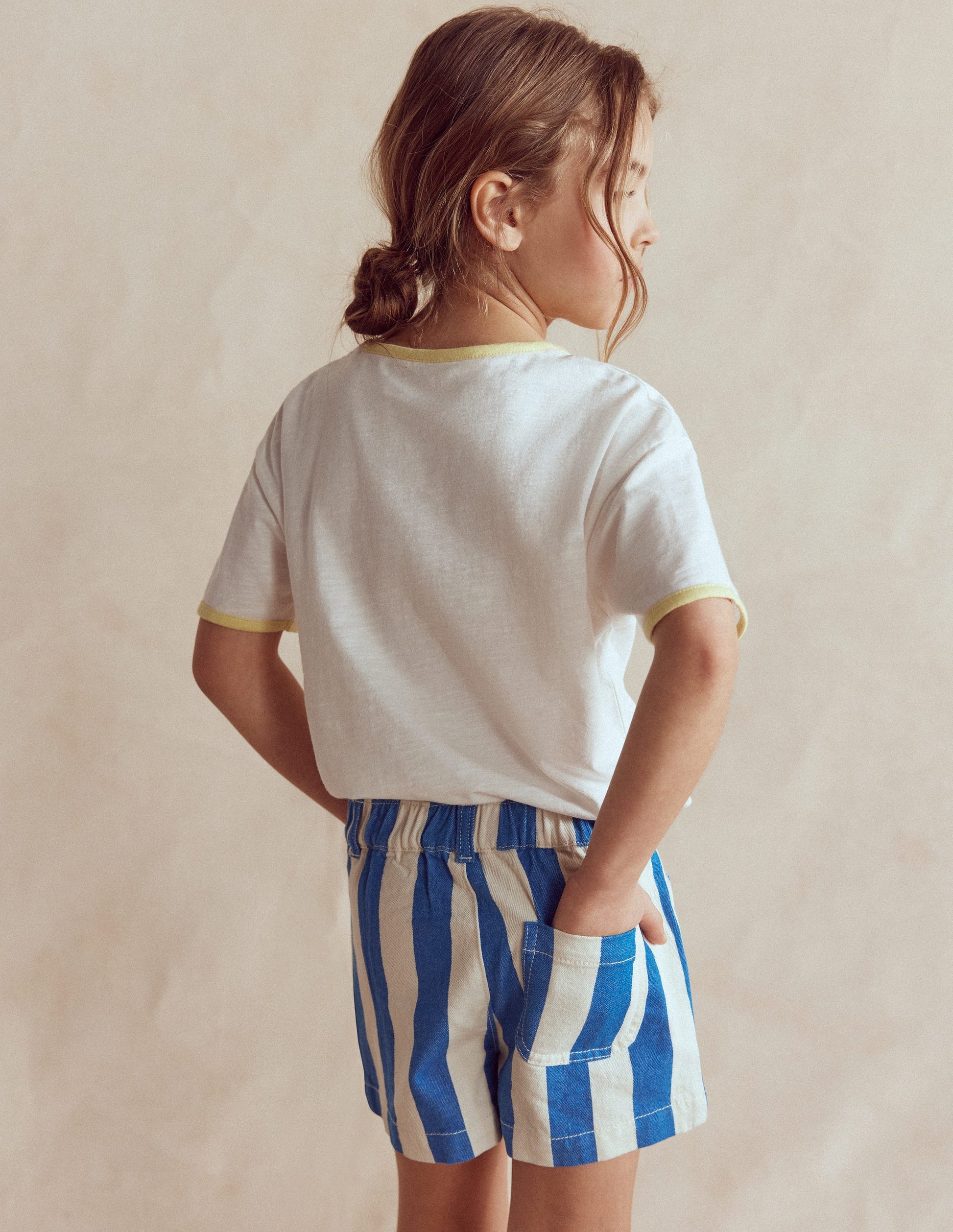 Patch Pocket Shorts-Kingfisher Blue/ Ivory-2