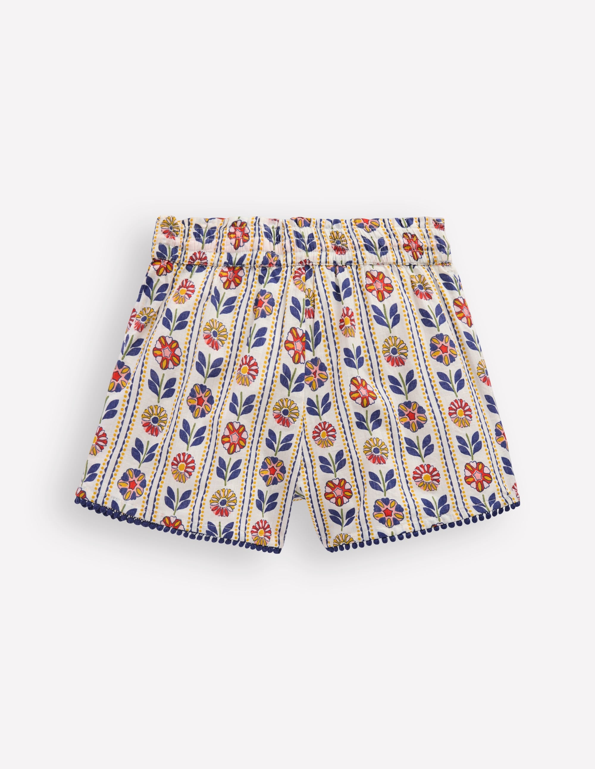 Pull-on Holiday Shorts-Ivory Floral Stripe - Image 2