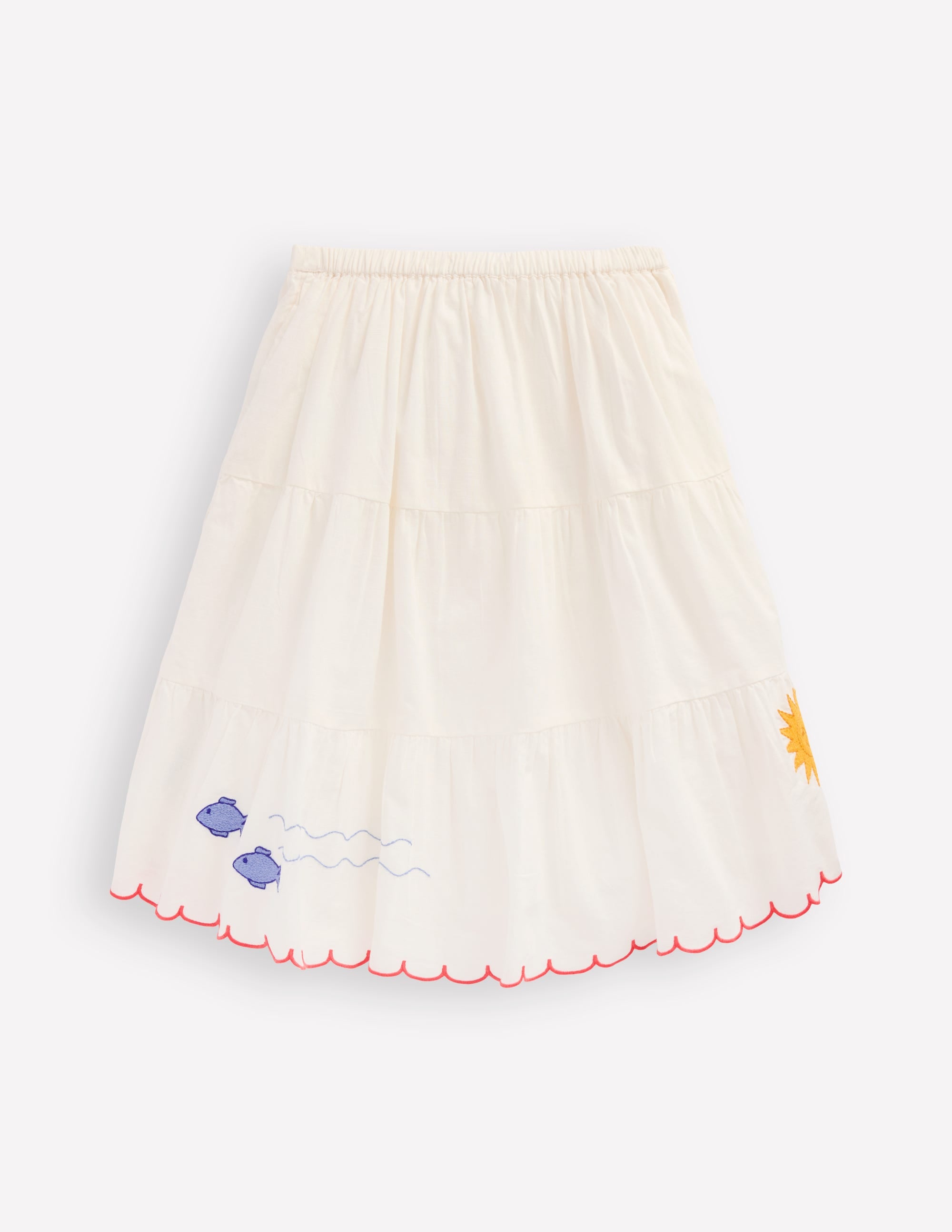Midi Tiered Skirt-Ivory Embroidered - Image 2