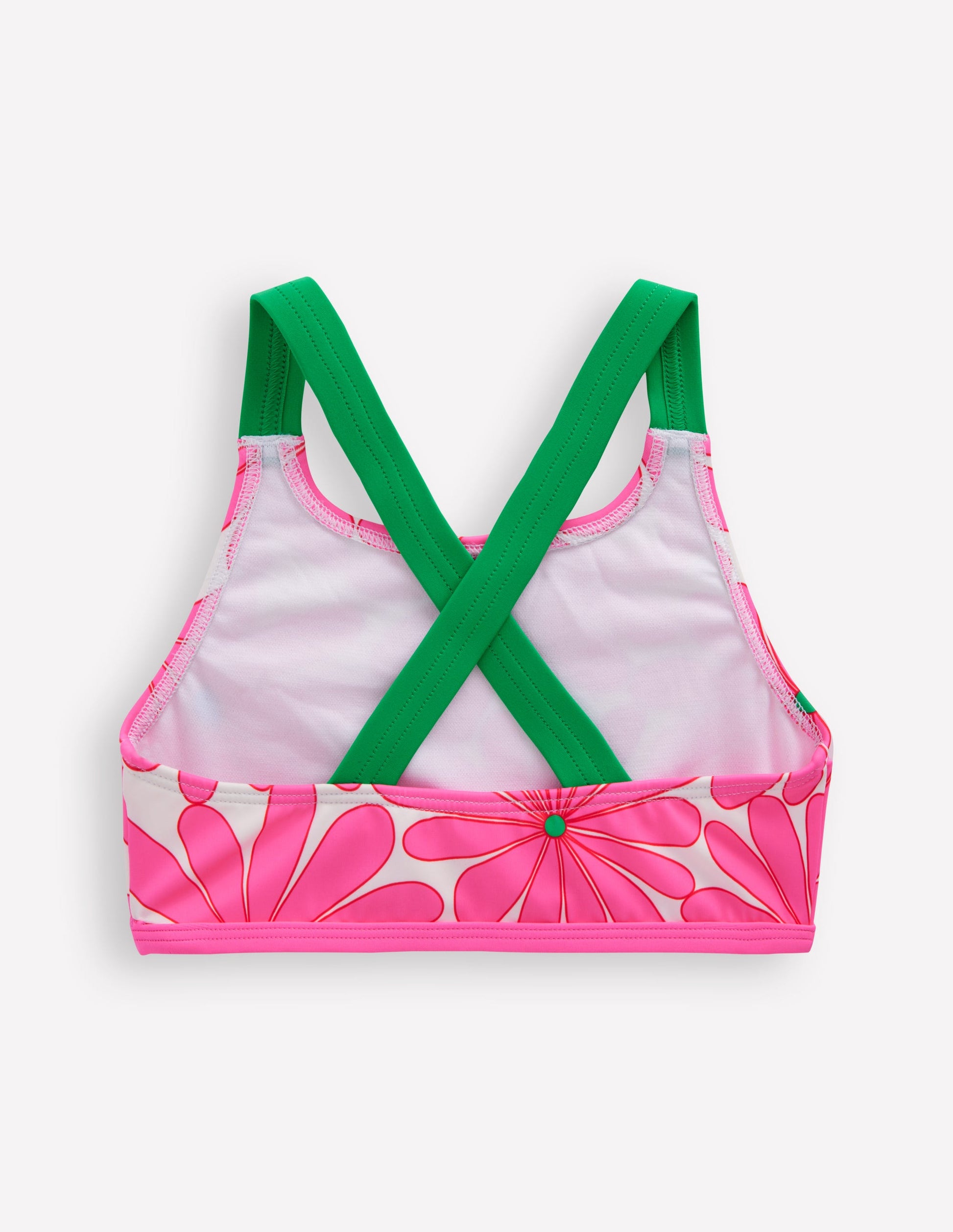 Cross-back Bikini Top-Festival Pink Daisy-2