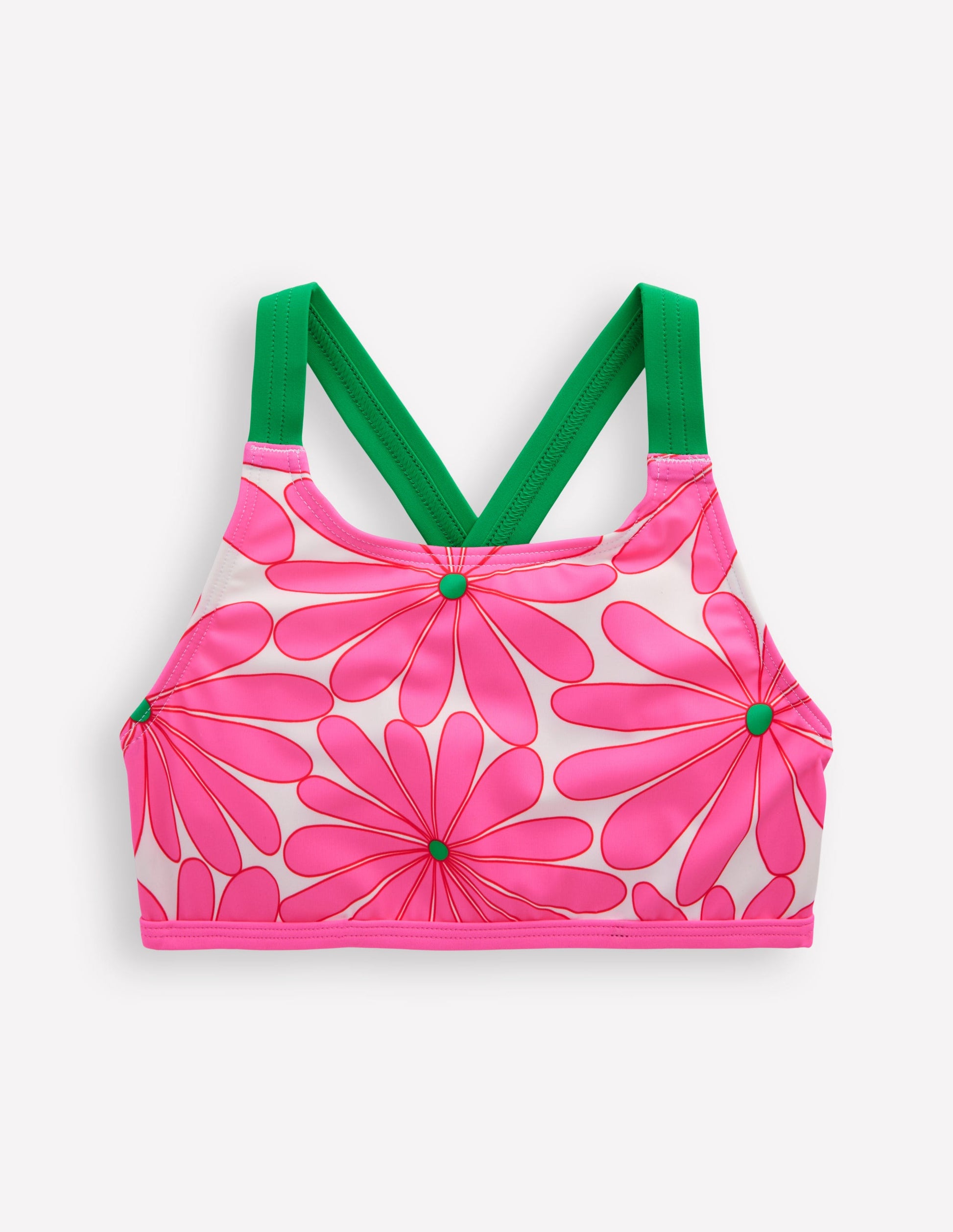 Cross-back Bikini Top-Festival Pink Daisy-1