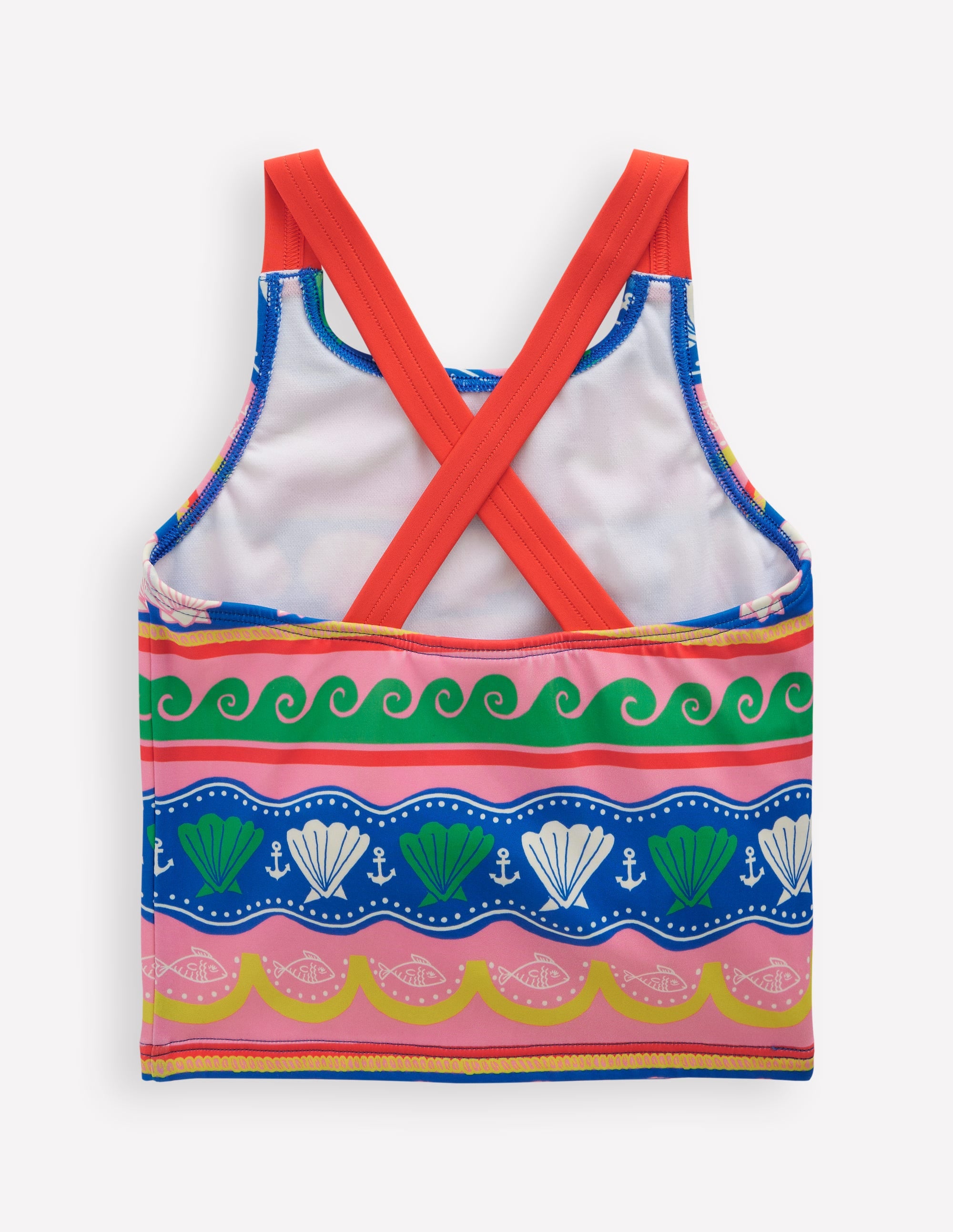Cross-Back Tankini Top-Multi Sea Shell Stripe - Image 2