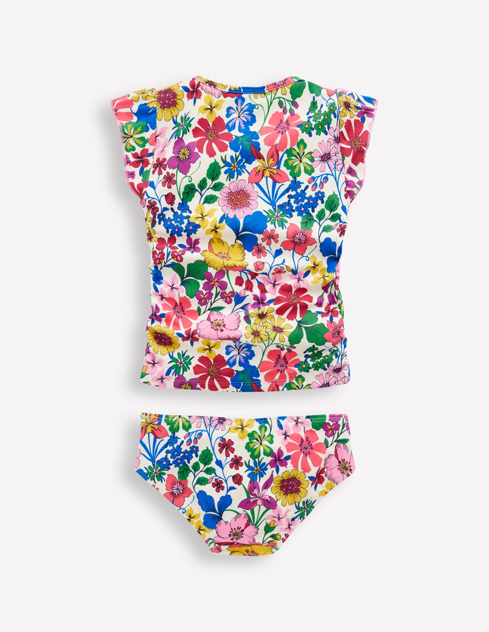 Ruched Tankini Set-Multi Rainbow Floral-2