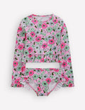 Long Sleeve Frill Set-Lilac Chiffon Cornflower