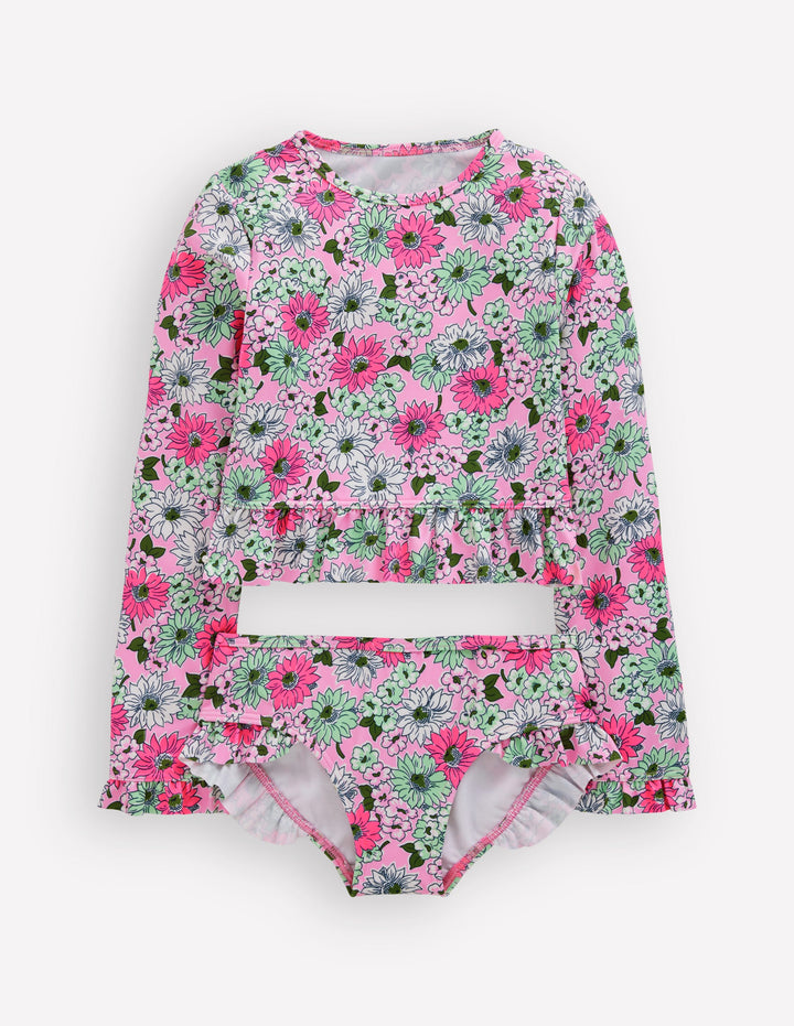 Long Sleeve Frill Set-Lilac Chiffon Cornflower