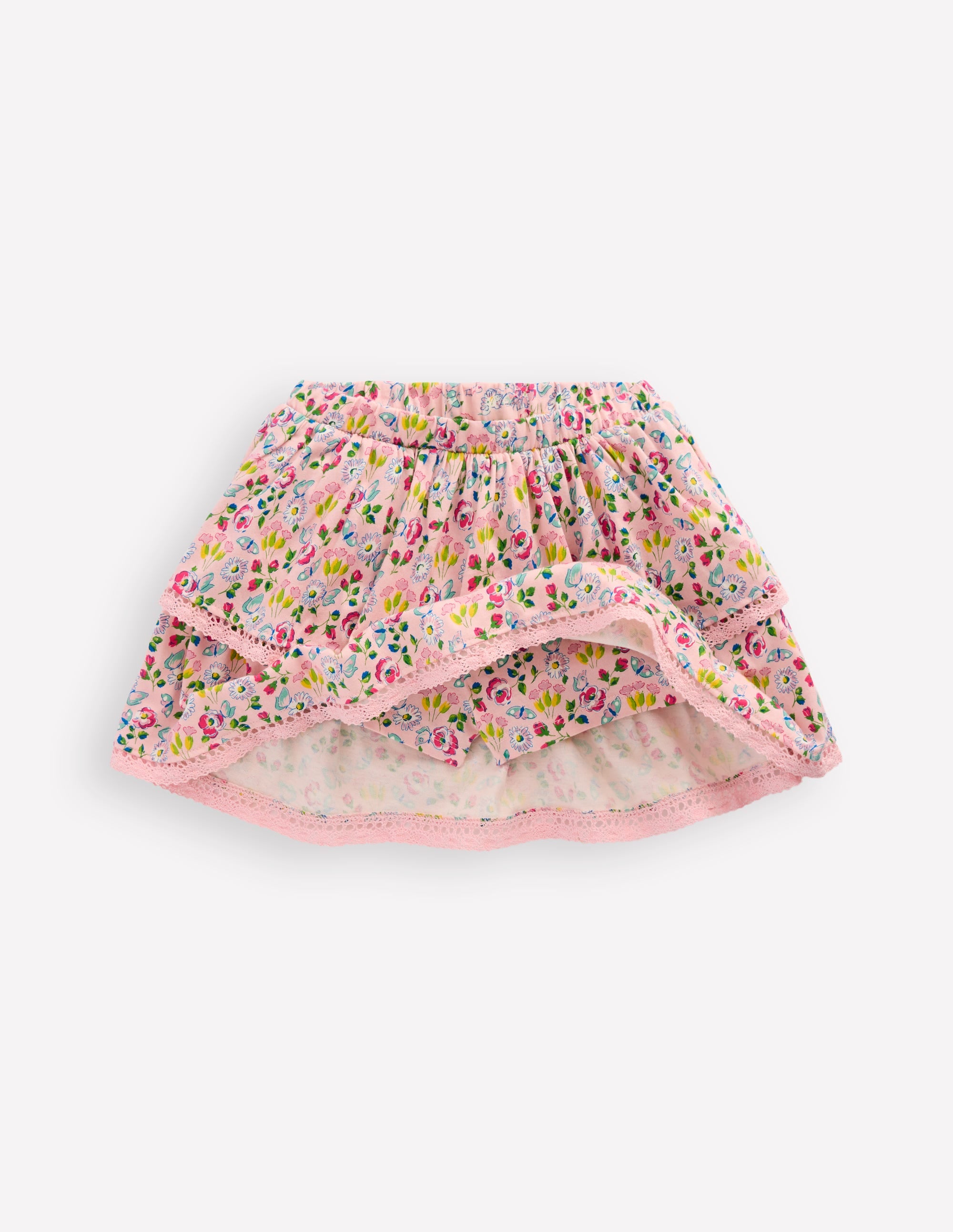 Ruffle Jersey Skort-Chalk Pink Spring Garden - Image 4
