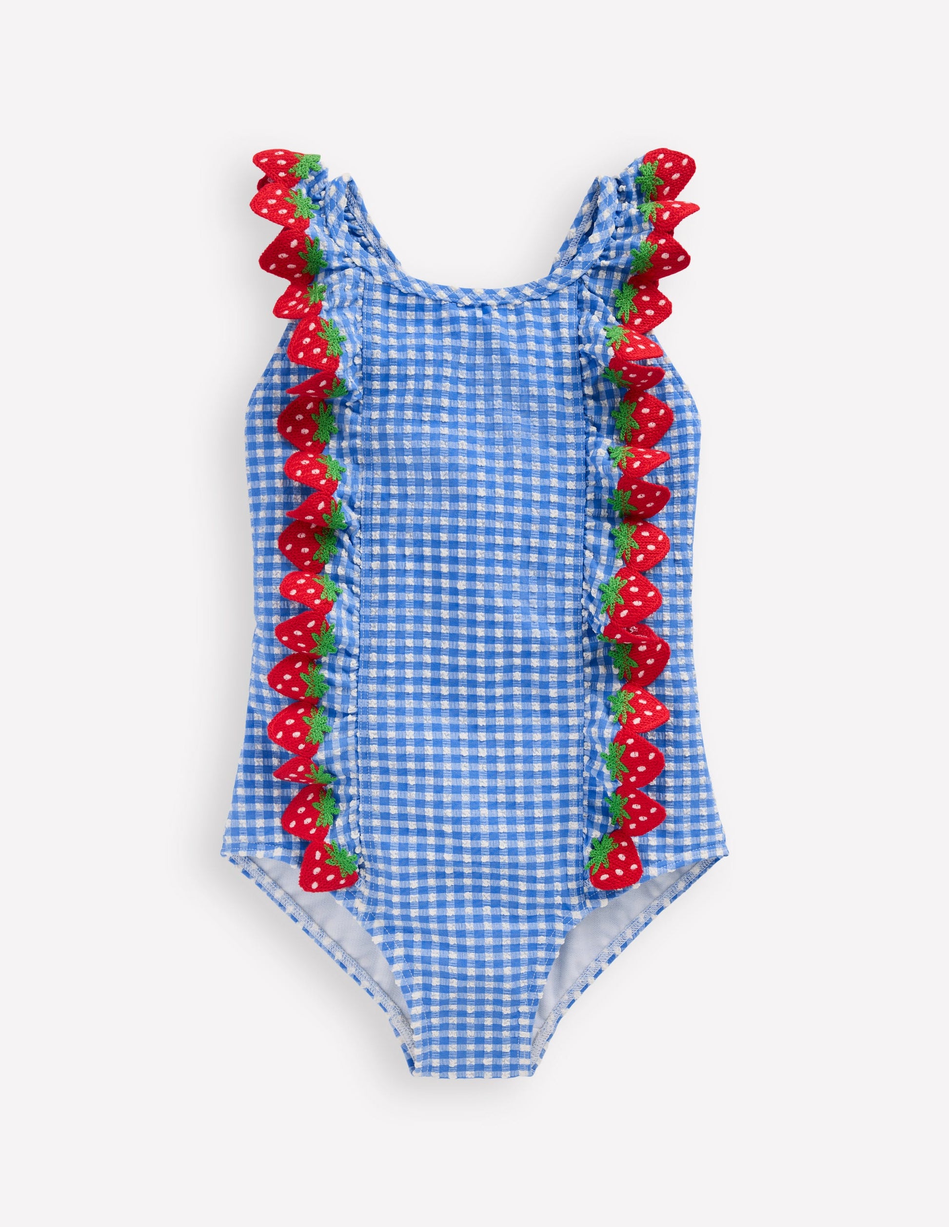 Flutter Trim Swimsuit-Glacier Blue Gingham-3