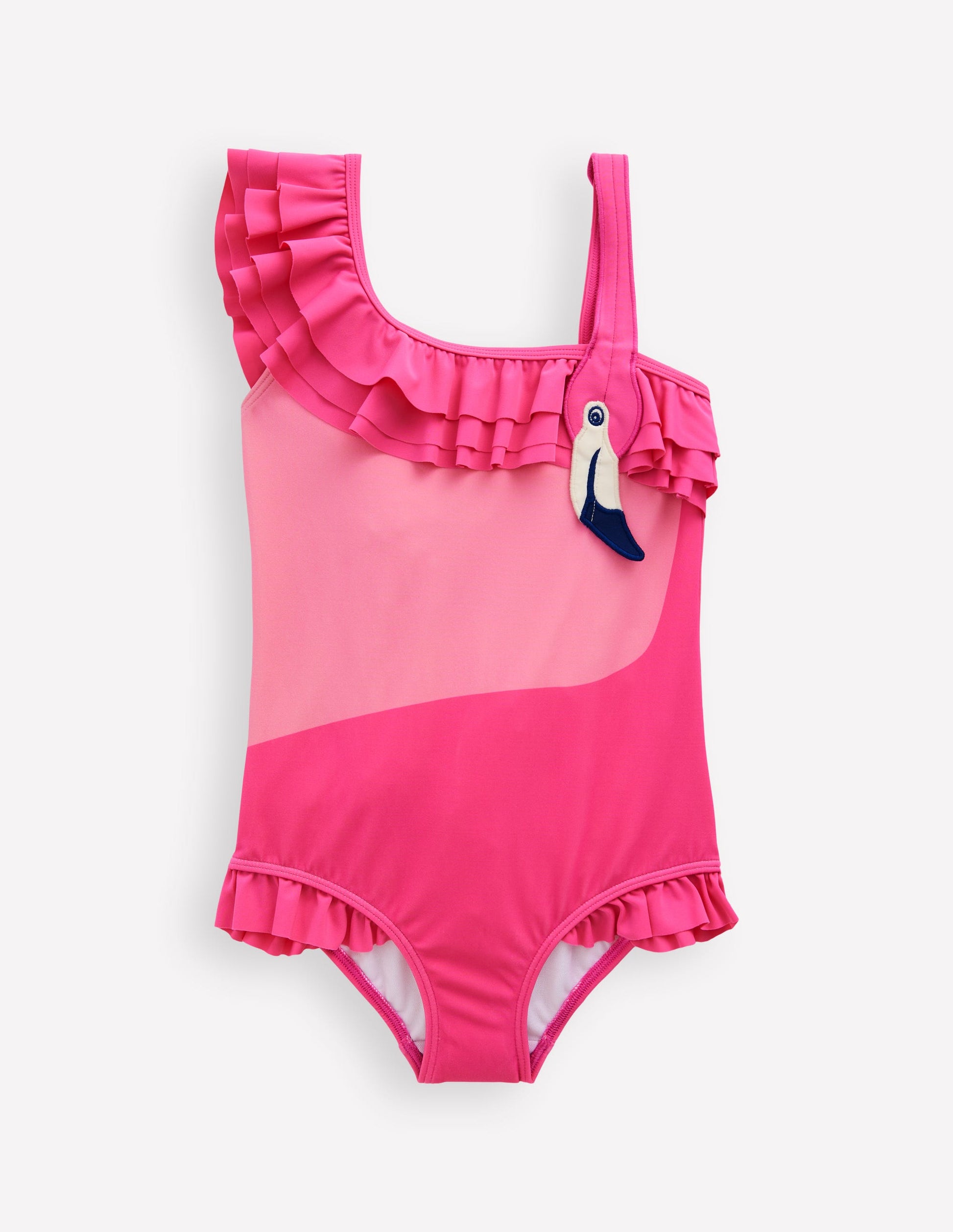 One Shoulder Appliqué Swimsuit-Sorbet Pink Flamingo-1