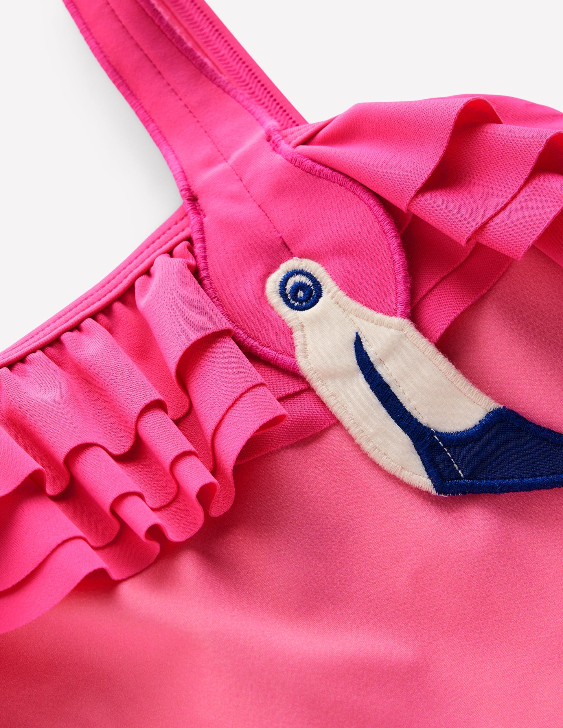 One Shoulder Appliqué Swimsuit-Sorbet Pink Flamingo-3