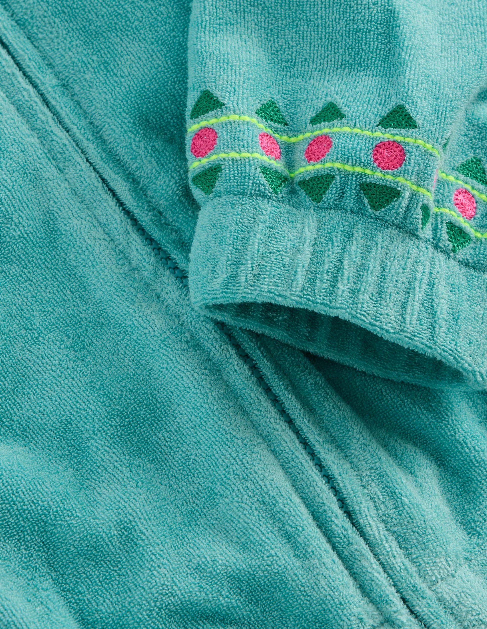 Relaxed Towelling Hoodie-Blue Embroidery-3