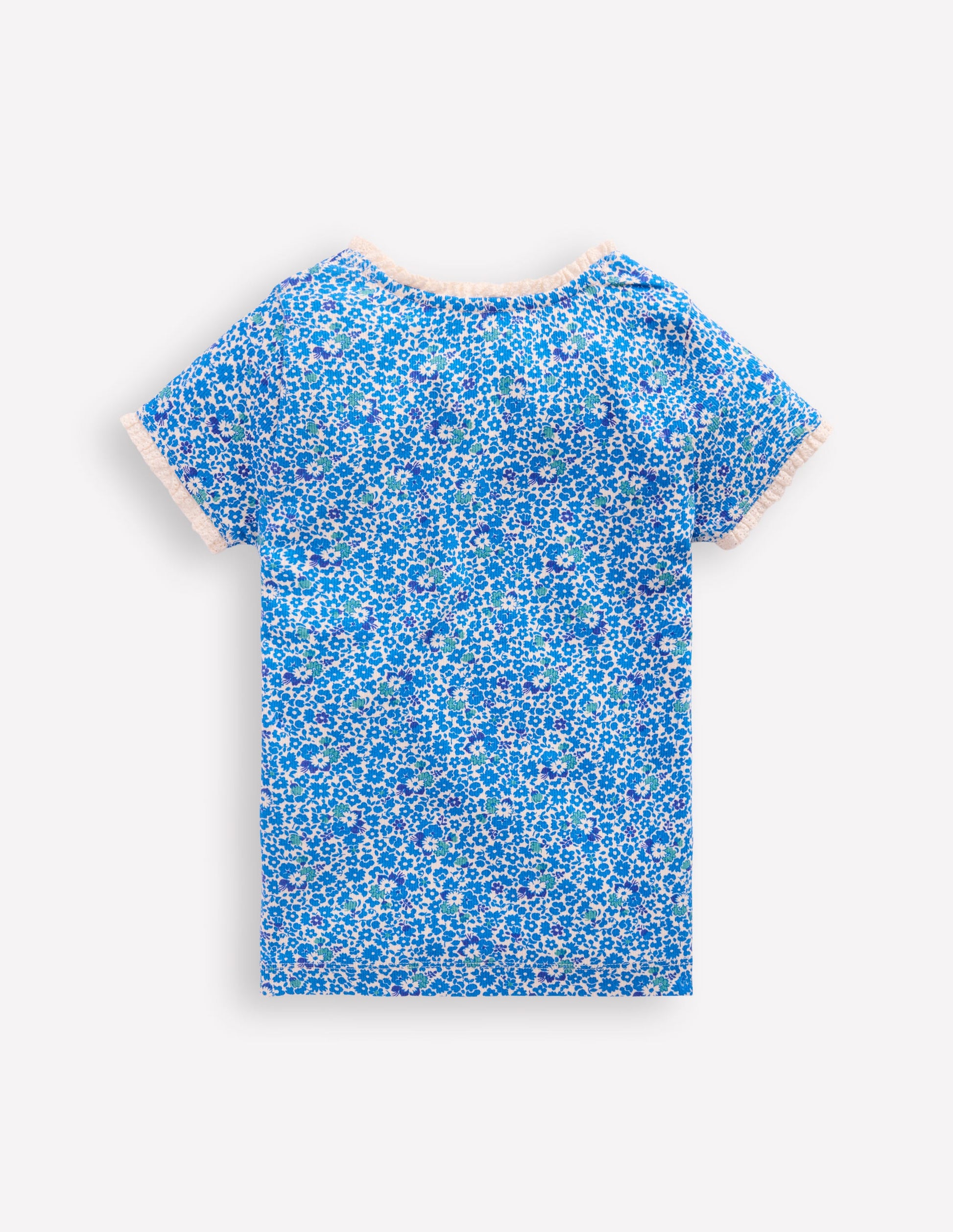 Short Sleeve Ribbed T-shirt-Cabana Blue Ditsy Floral-2