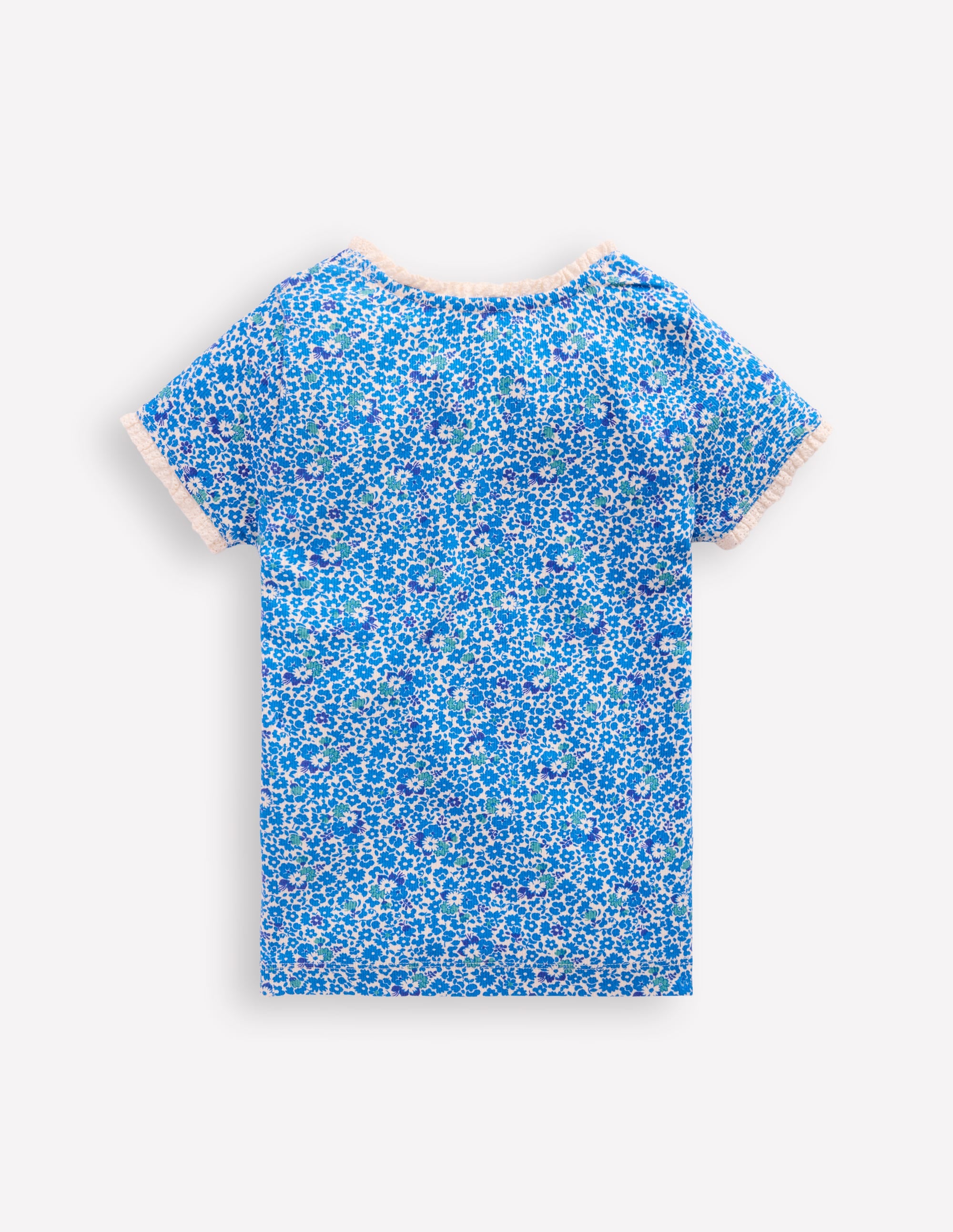 Short Sleeve Ribbed T-shirt-Cabana Blue Ditsy Floral - Image 2