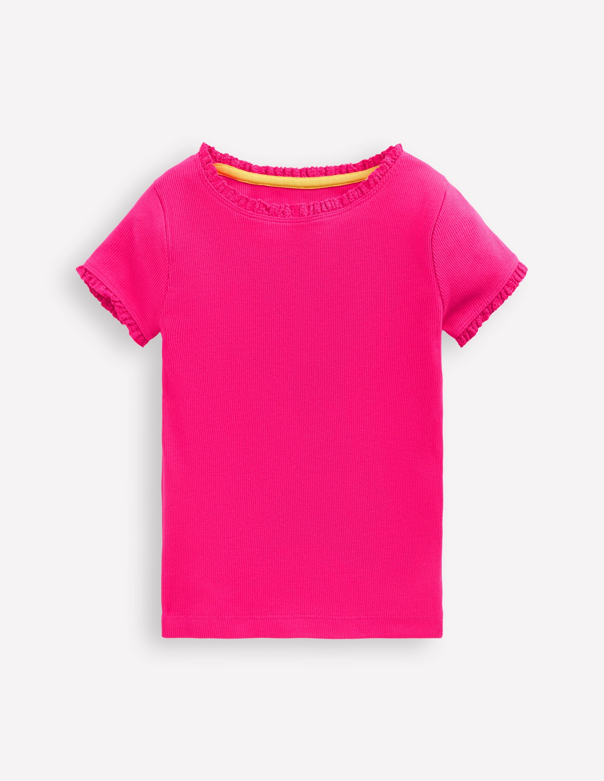 Short Sleeve Ribbed T-shirt-Pink Peony - Image 1