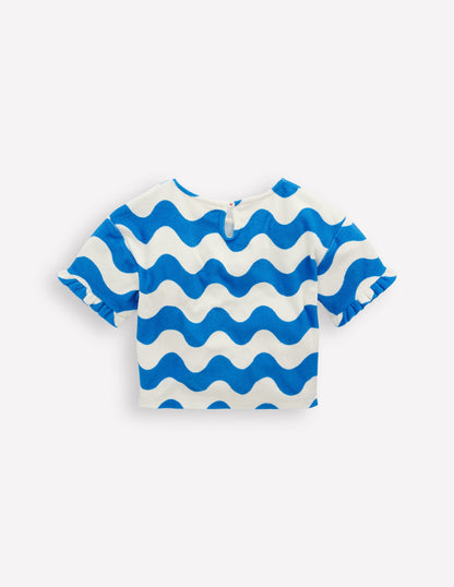 Dropped Shoulder Towelling Top-Blue Wave Stripe-2