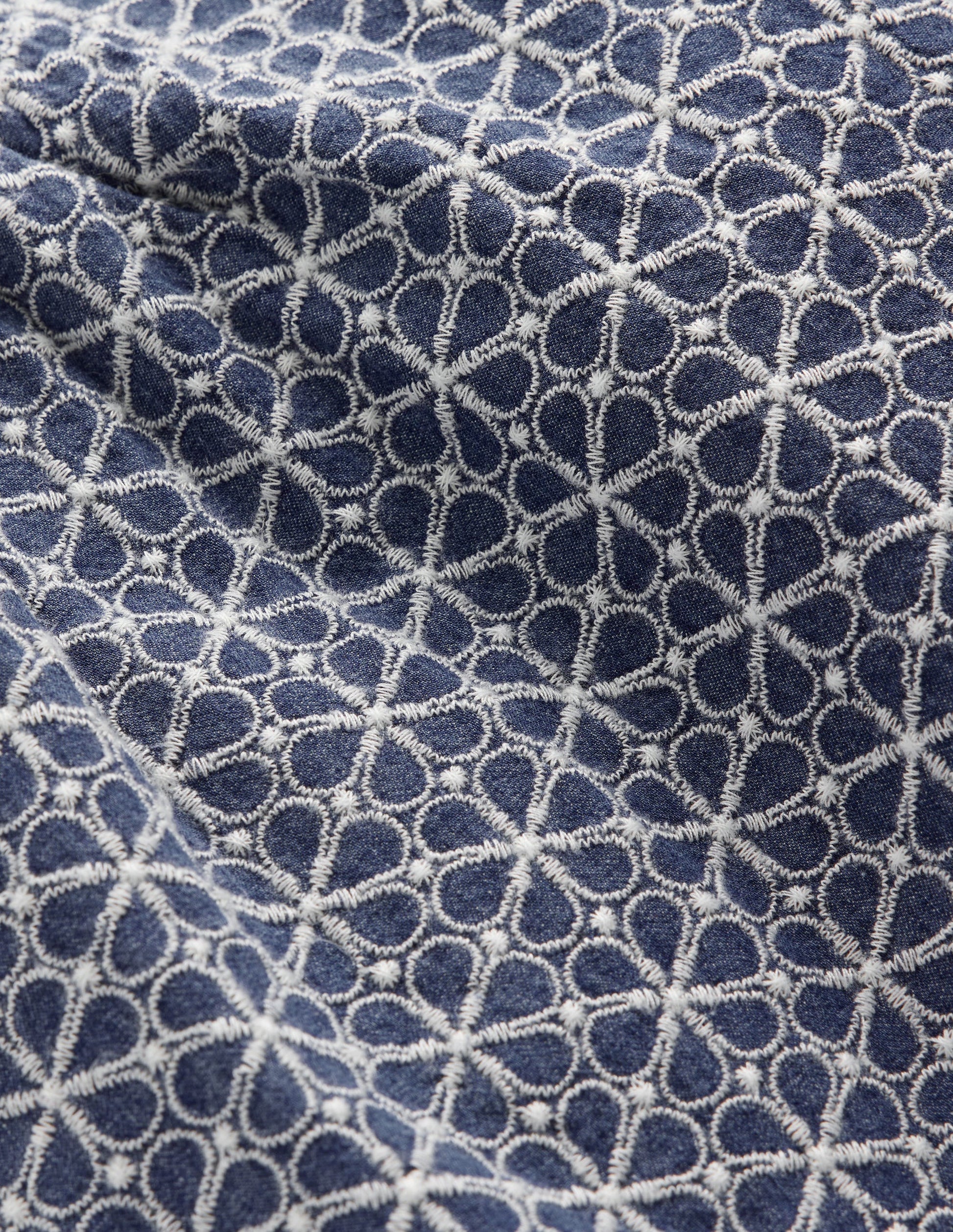 Puff Sleeve Woven Top-Chambray Broderie-4