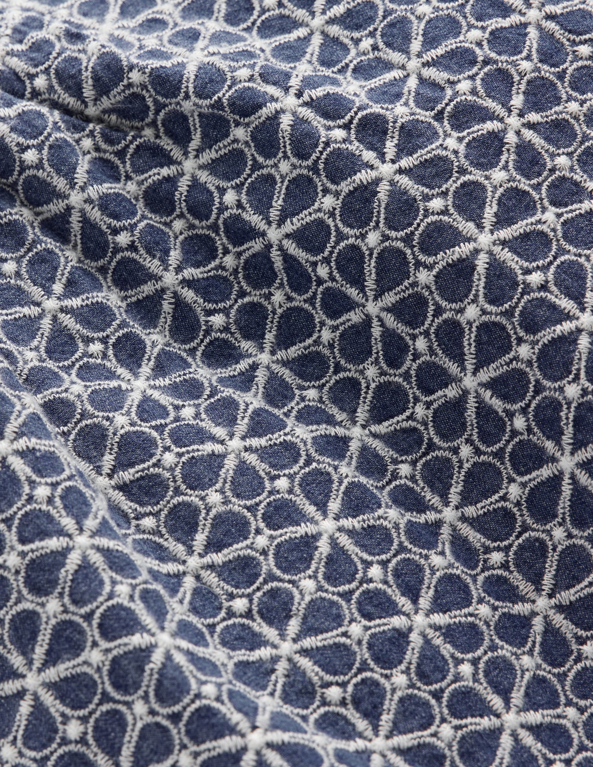 Puff Sleeve Woven Top-Chambray Broderie - Image 3