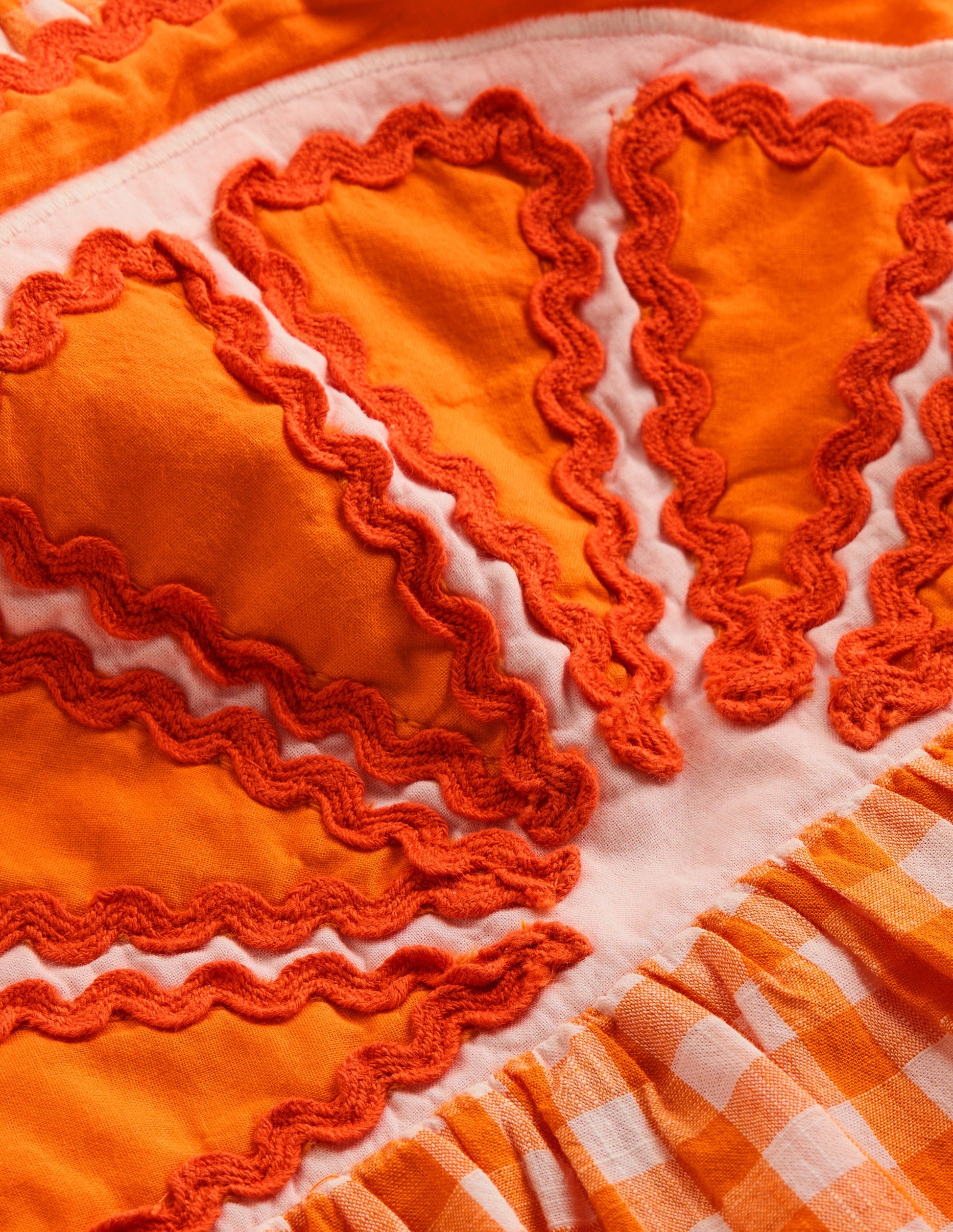Novelty Strappy Top-Orange and Ivory Gingham-3