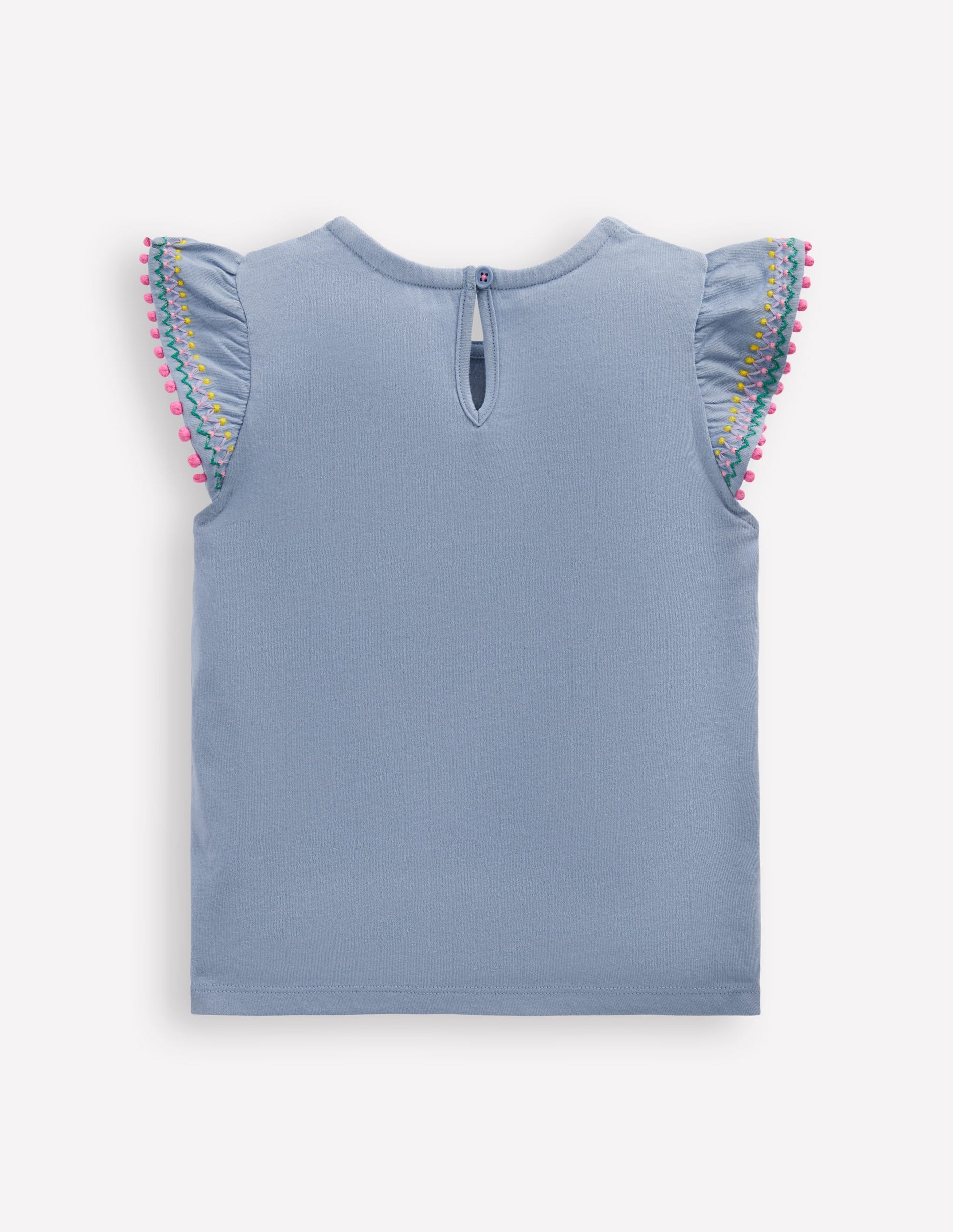 Flutter Sleeve Trim Top-Salt blue-2