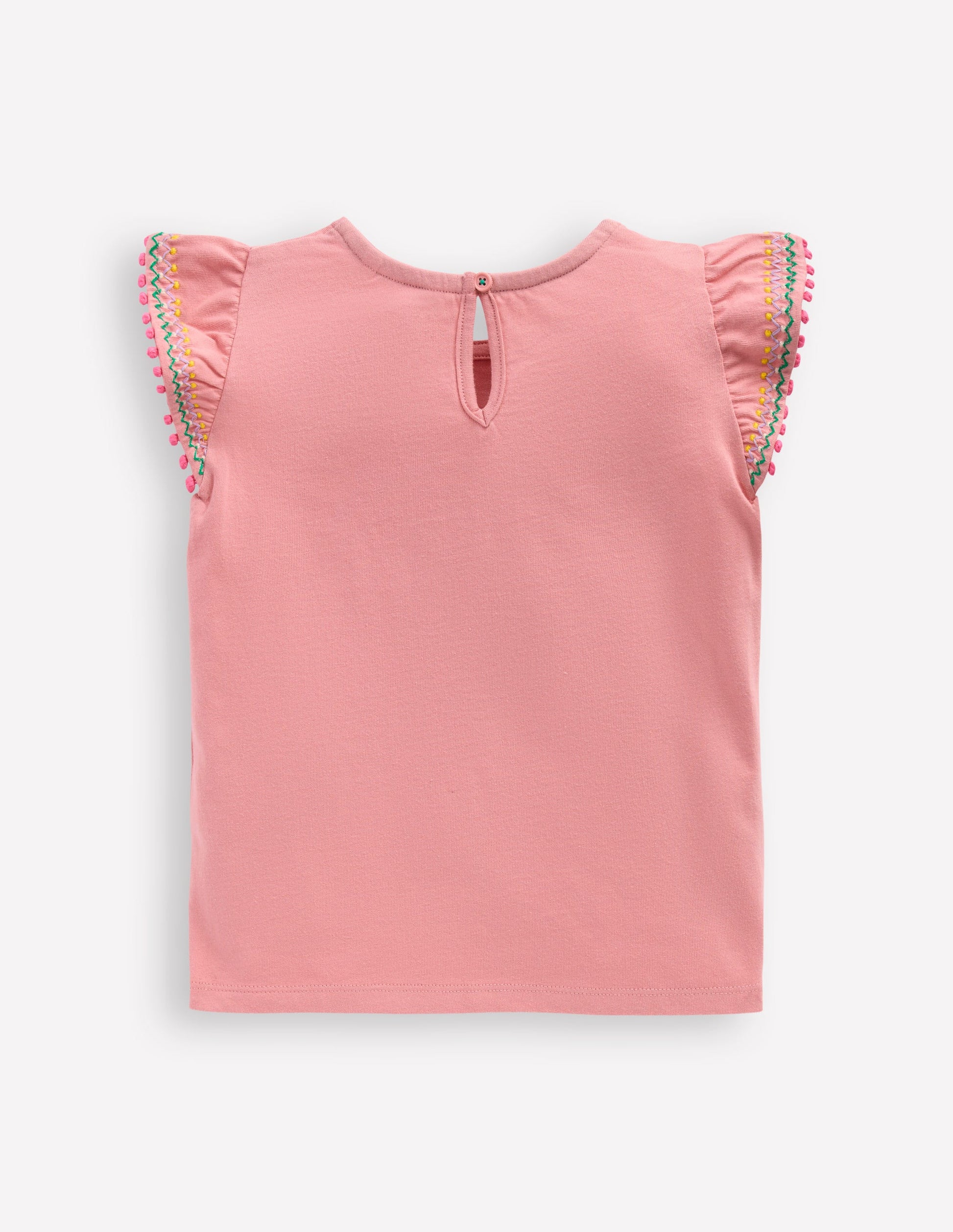 Flutter Sleeve Trim Top-Almond Pink-2