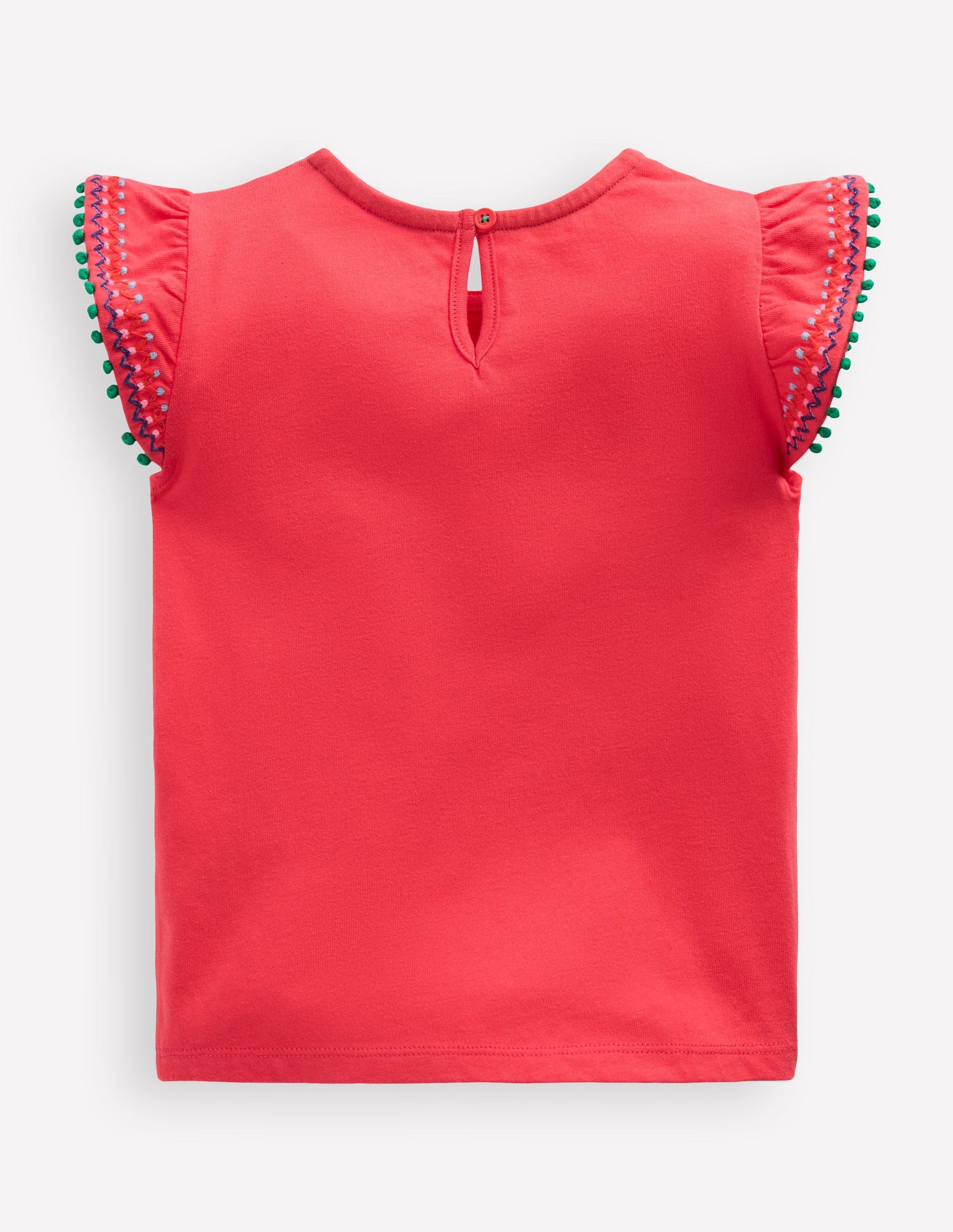 Flutter Sleeve Trim Top-Jam Red