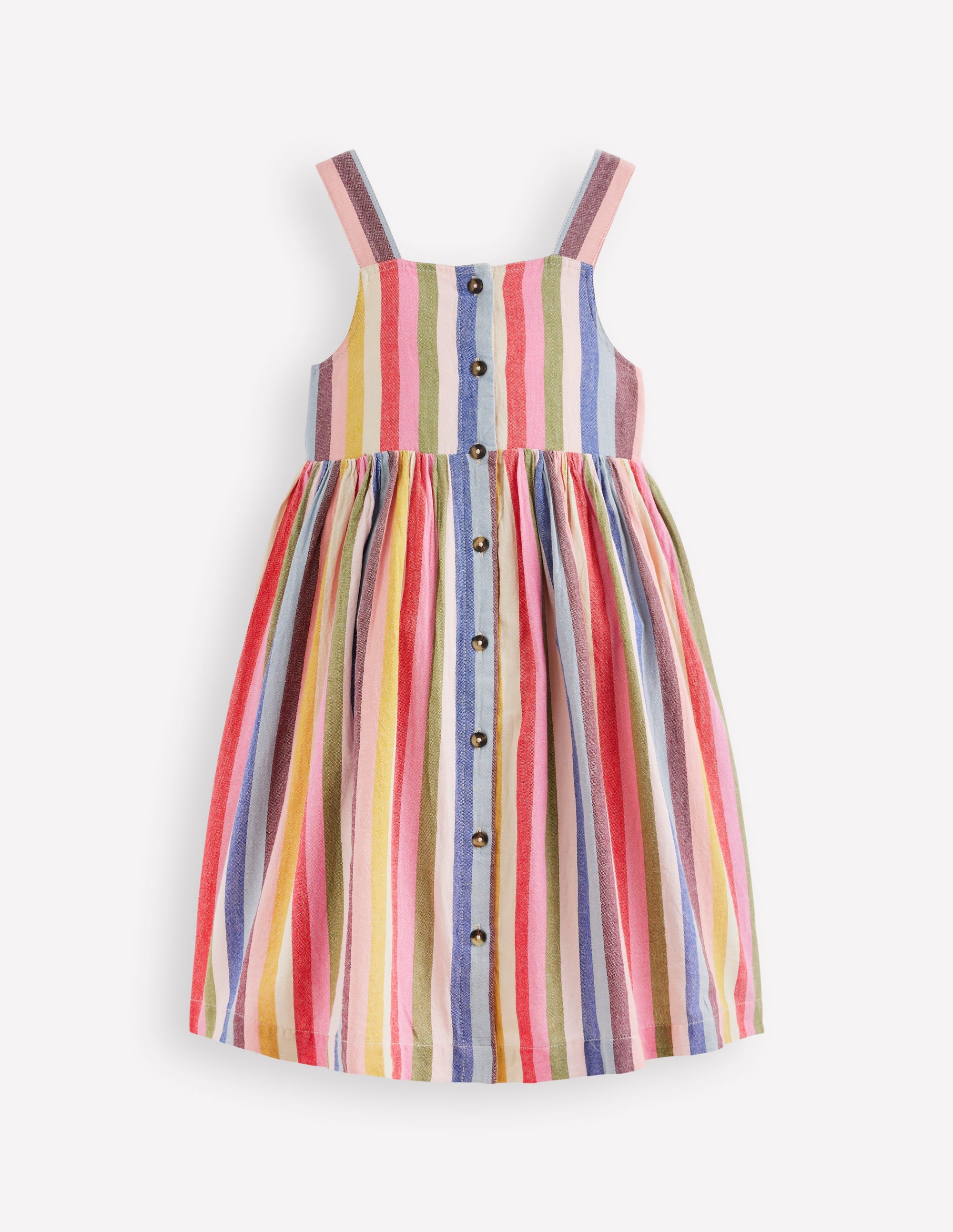 Remy Button Through Dress-Pink/ Green Multistripe - Image 1