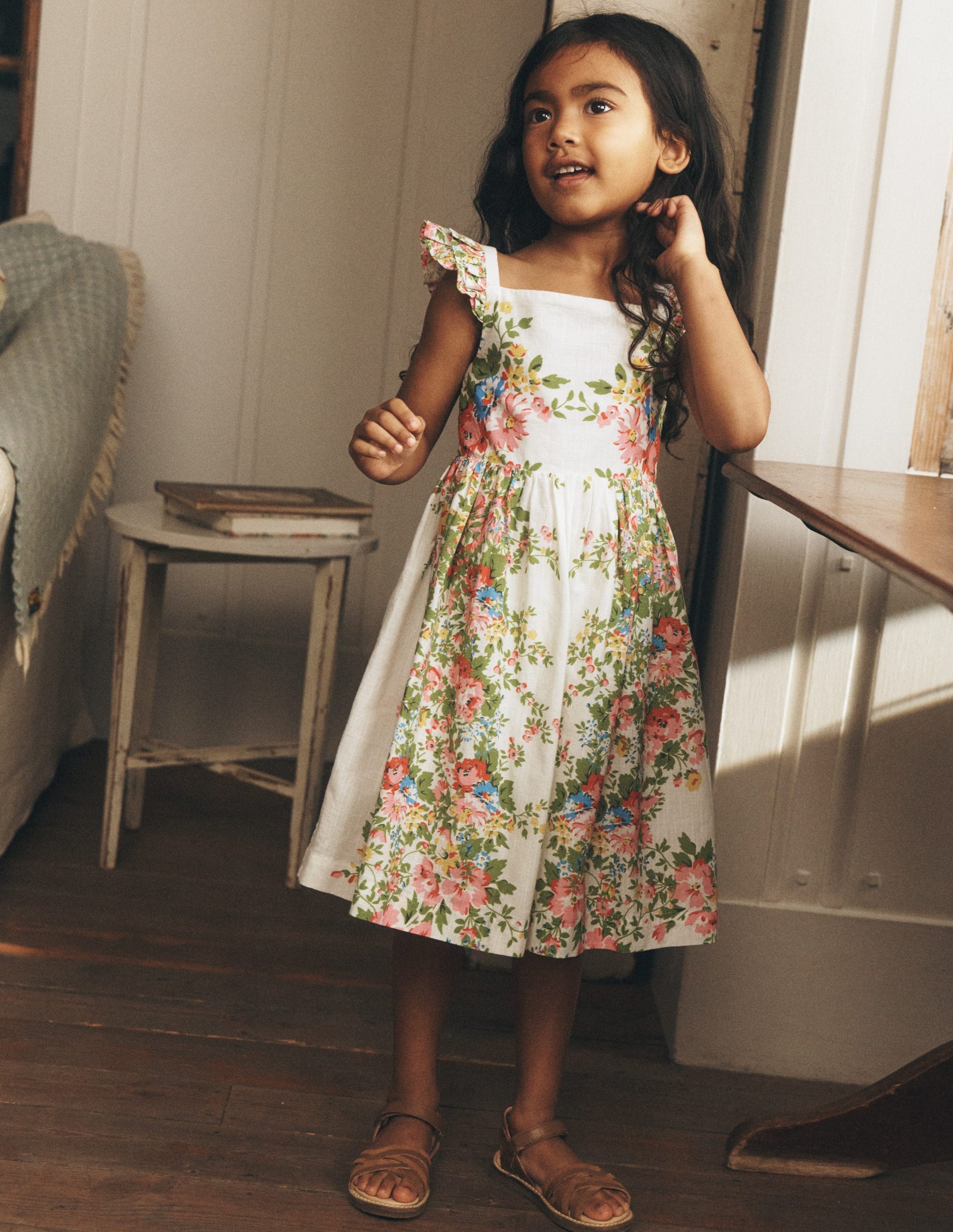 Annalisa Twirly Sundress-Soft Ivory Floral-1