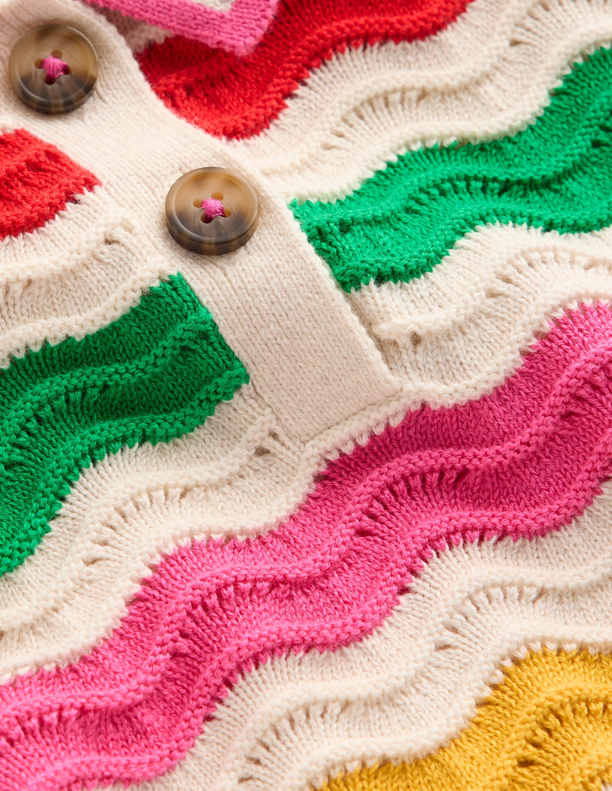 Pointelle Knitted Polo Top-Ecru Marl Multi Wave-4