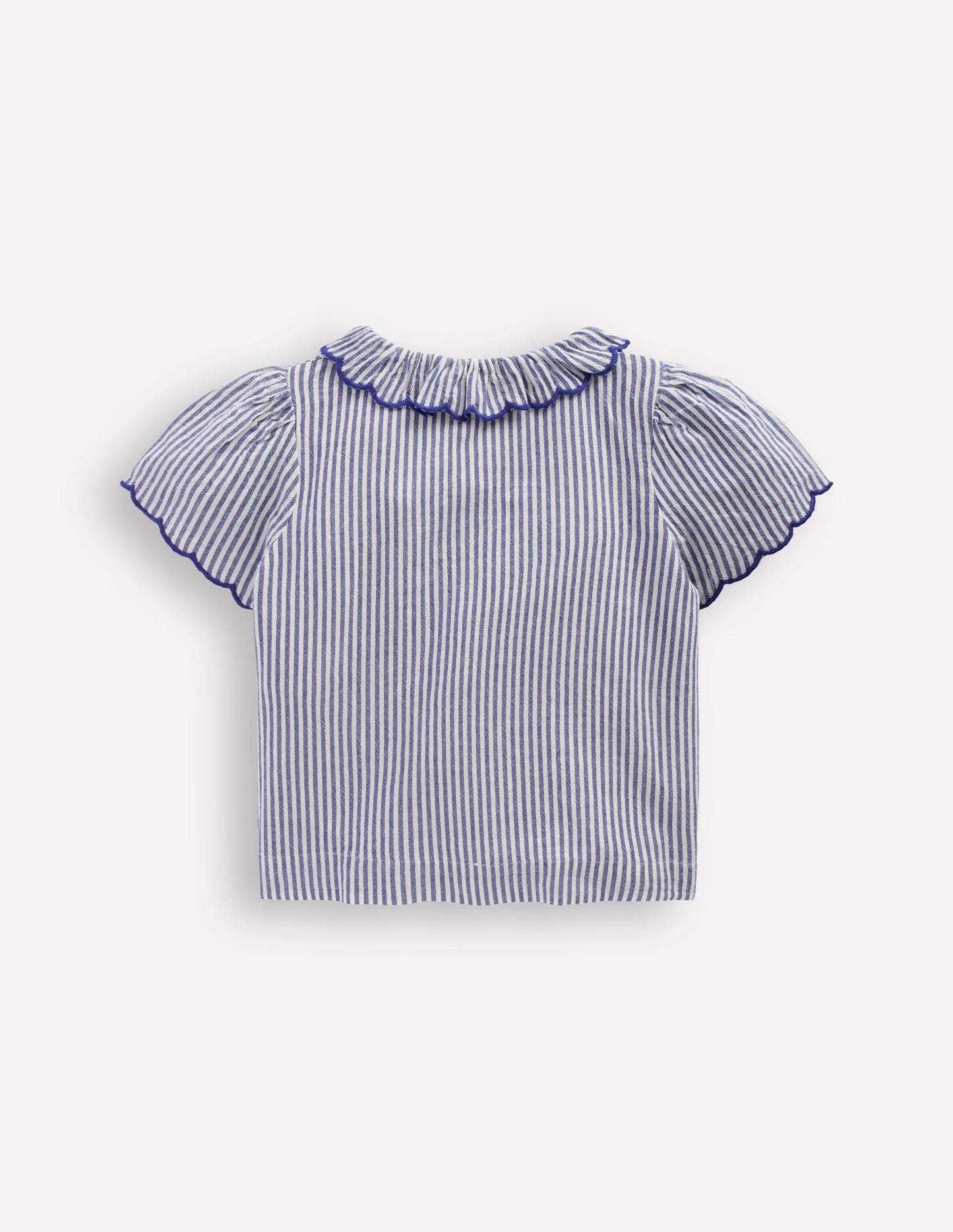 Button-through Blouse-Blue/Ivory Stripe