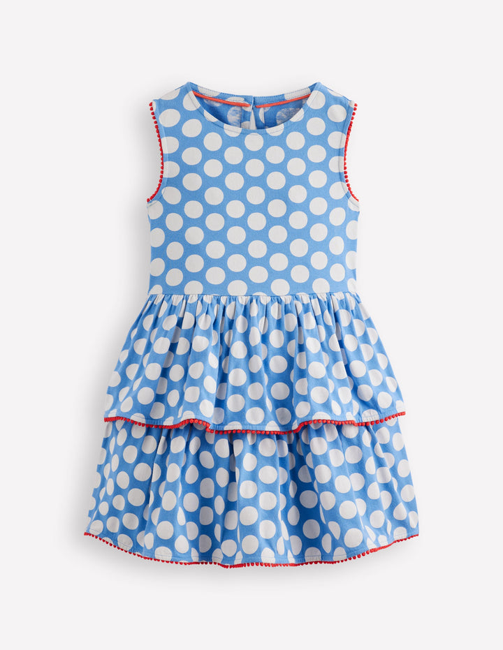 Tiered Jersey Sundress-Blue Spot