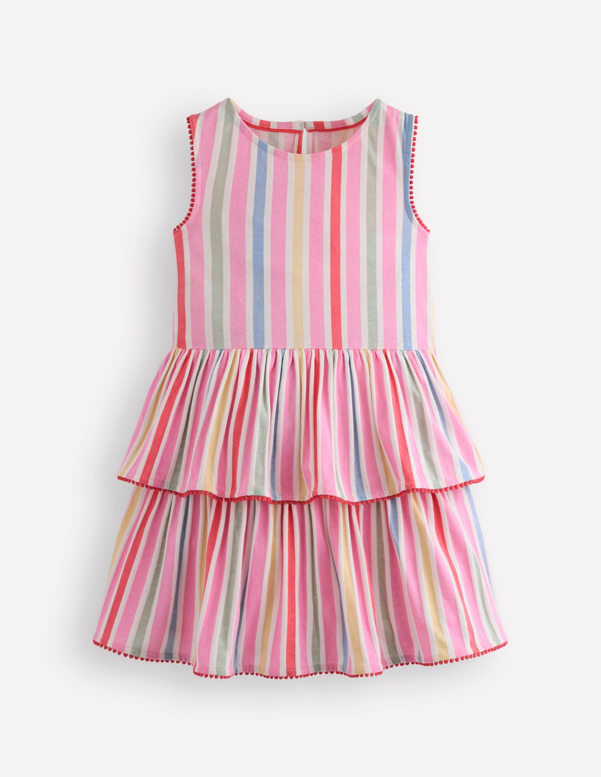 Tiered Jersey Sundress-Pink Stripe-1