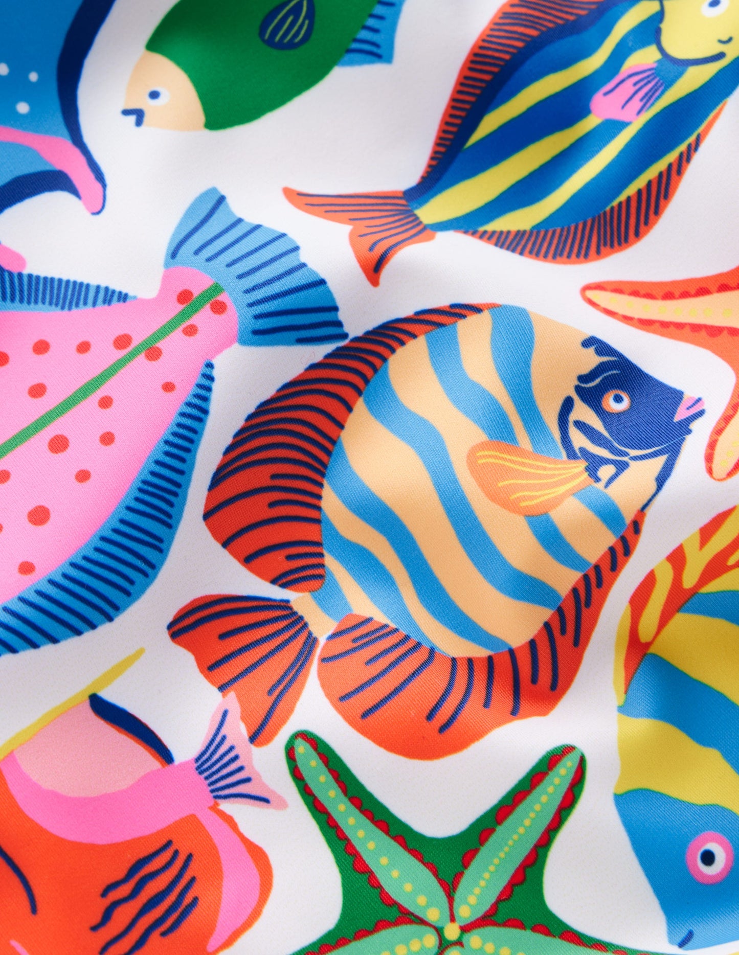 Cross-Back Printed Swimsuit-Multi Fishes