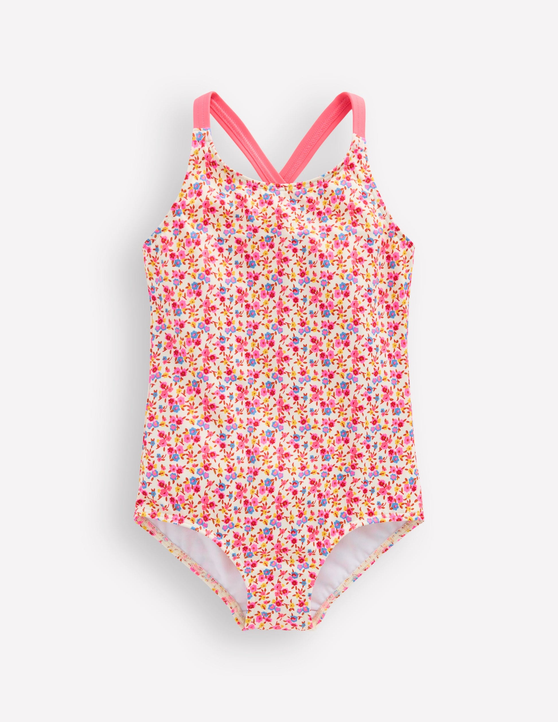 Cross-Back Printed Swimsuit-Papyrus Ditsy Floral-1