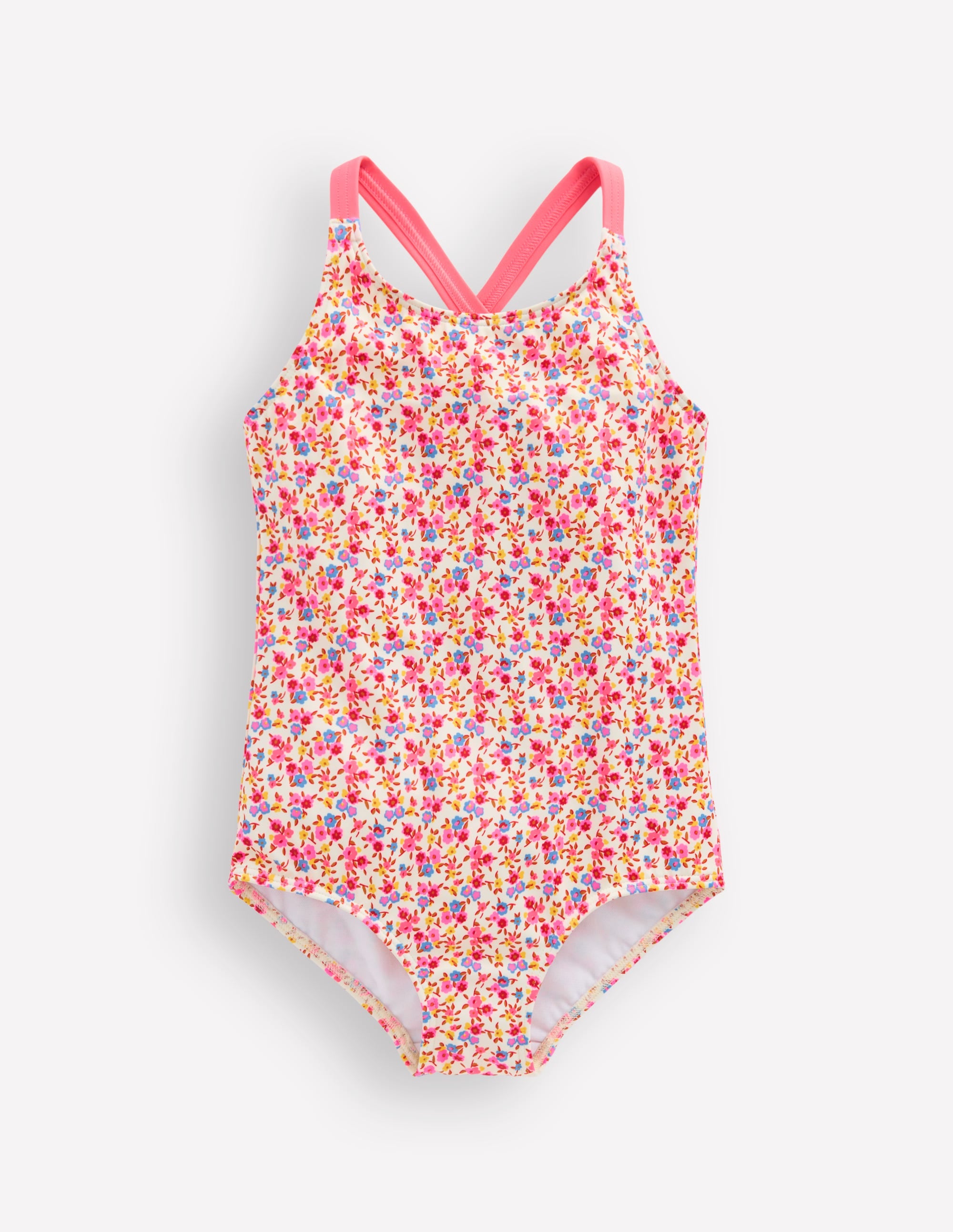 Cross-Back Printed Swimsuit-Papyrus Ditsy Floral - Image 1