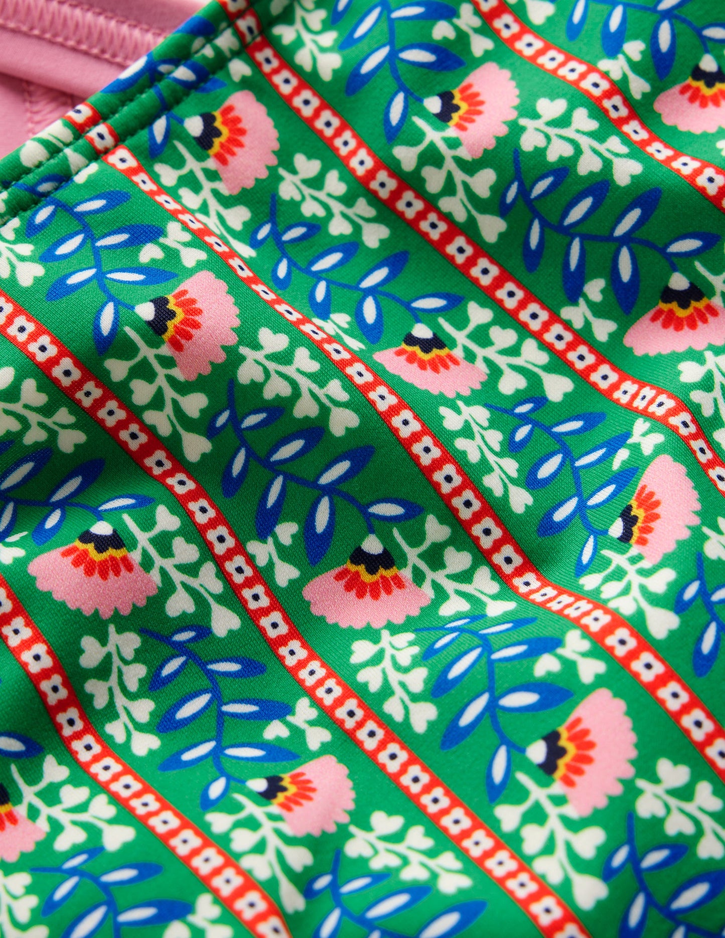 Cross-Back Printed Swimsuit-Green Floral Vine