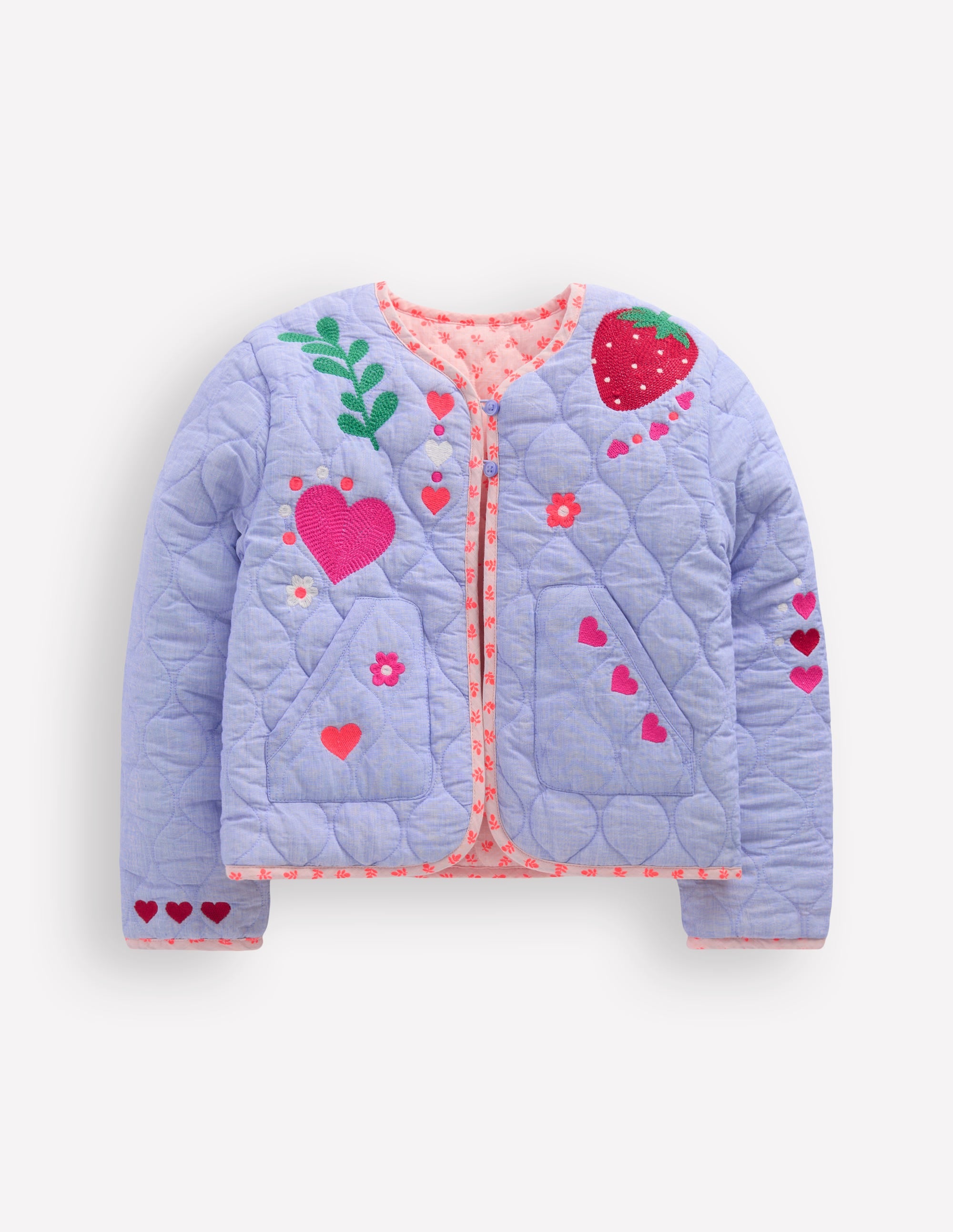 Reversible Quilted Jacket-Blue Embroidery - Image 1