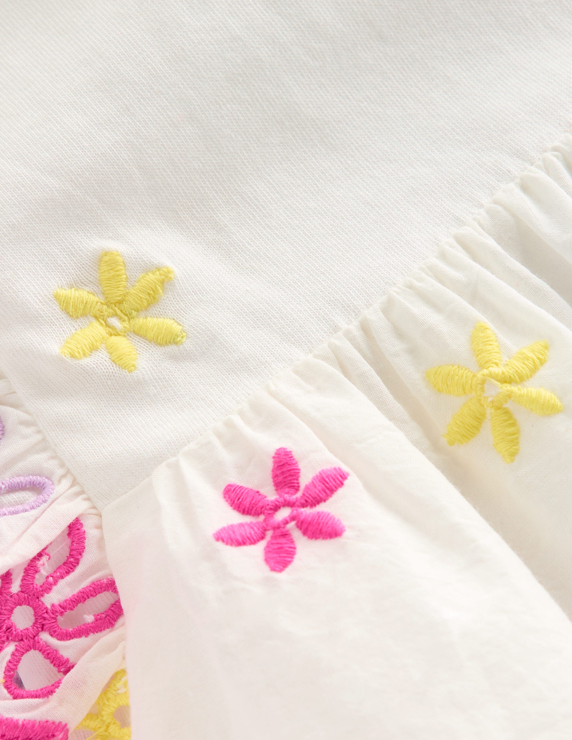Fabric Mix Broderie Top-Coconut Milk - Image 3