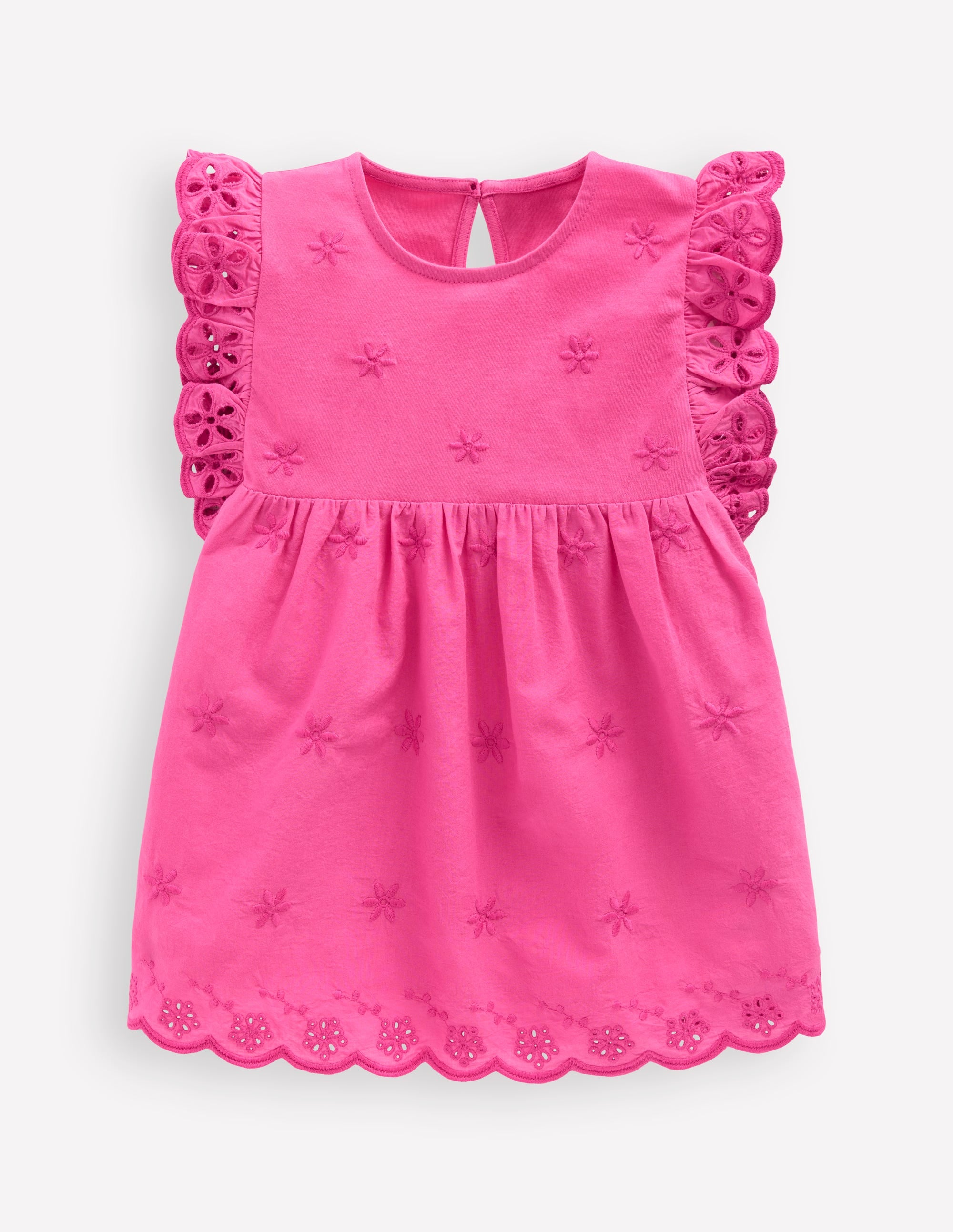 Fabric Mix Broderie Top-Carmine Rose - Image 1