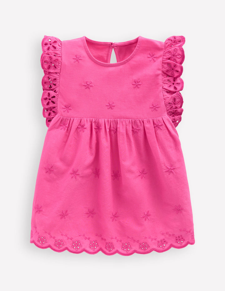 Fabric Mix Broderie Top-Carmine Rose