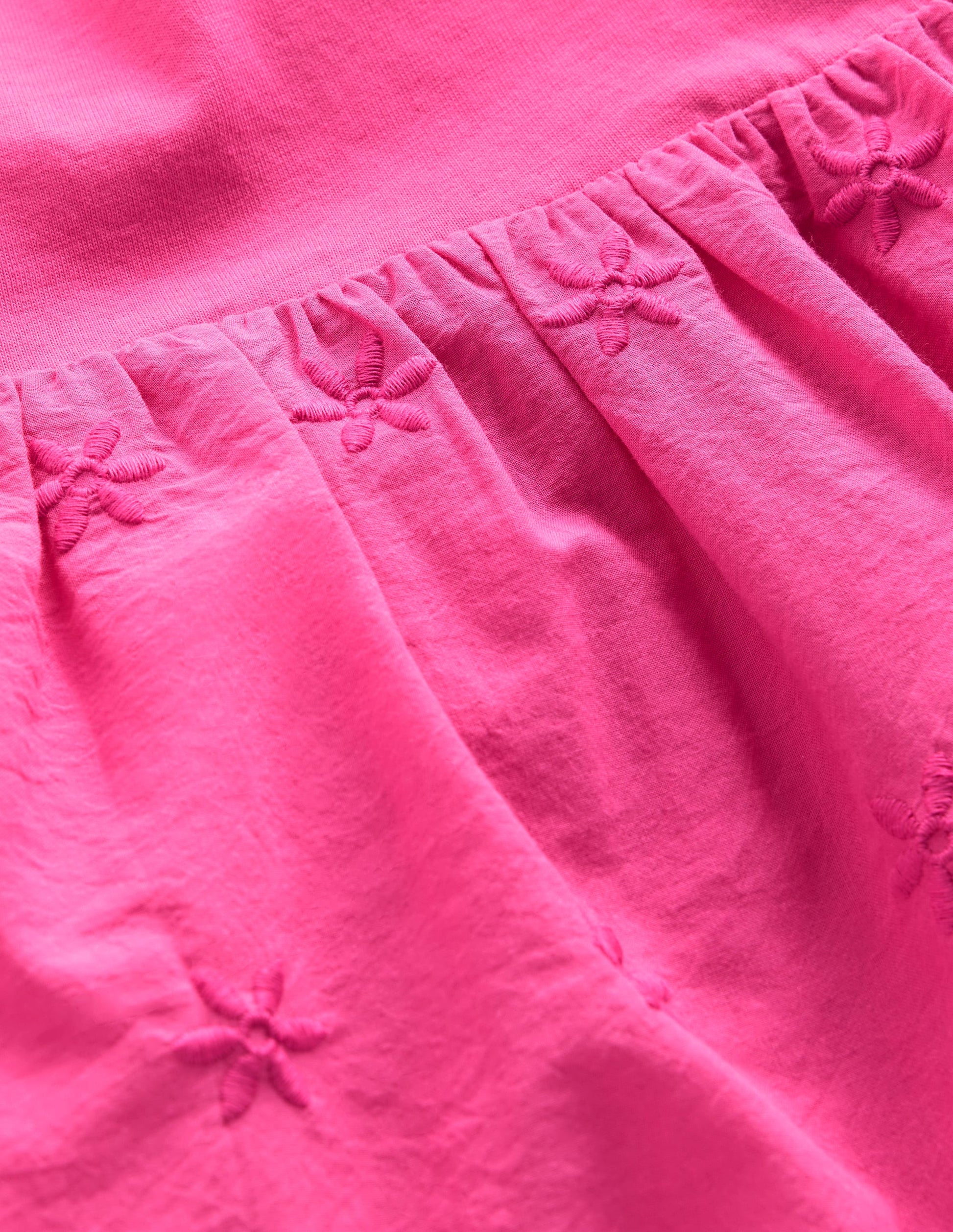 Fabric Mix Broderie Top-Carmine Rose-3