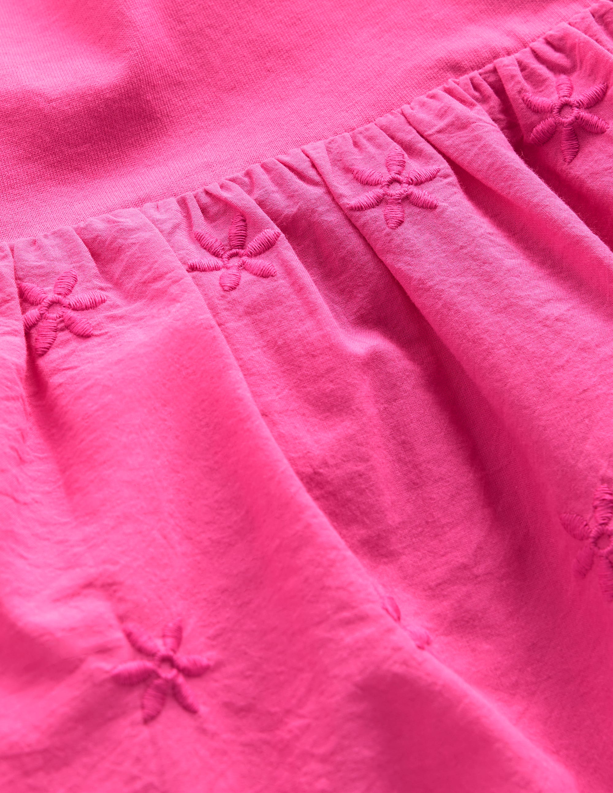 Fabric Mix Broderie Top-Carmine Rose - Image 3