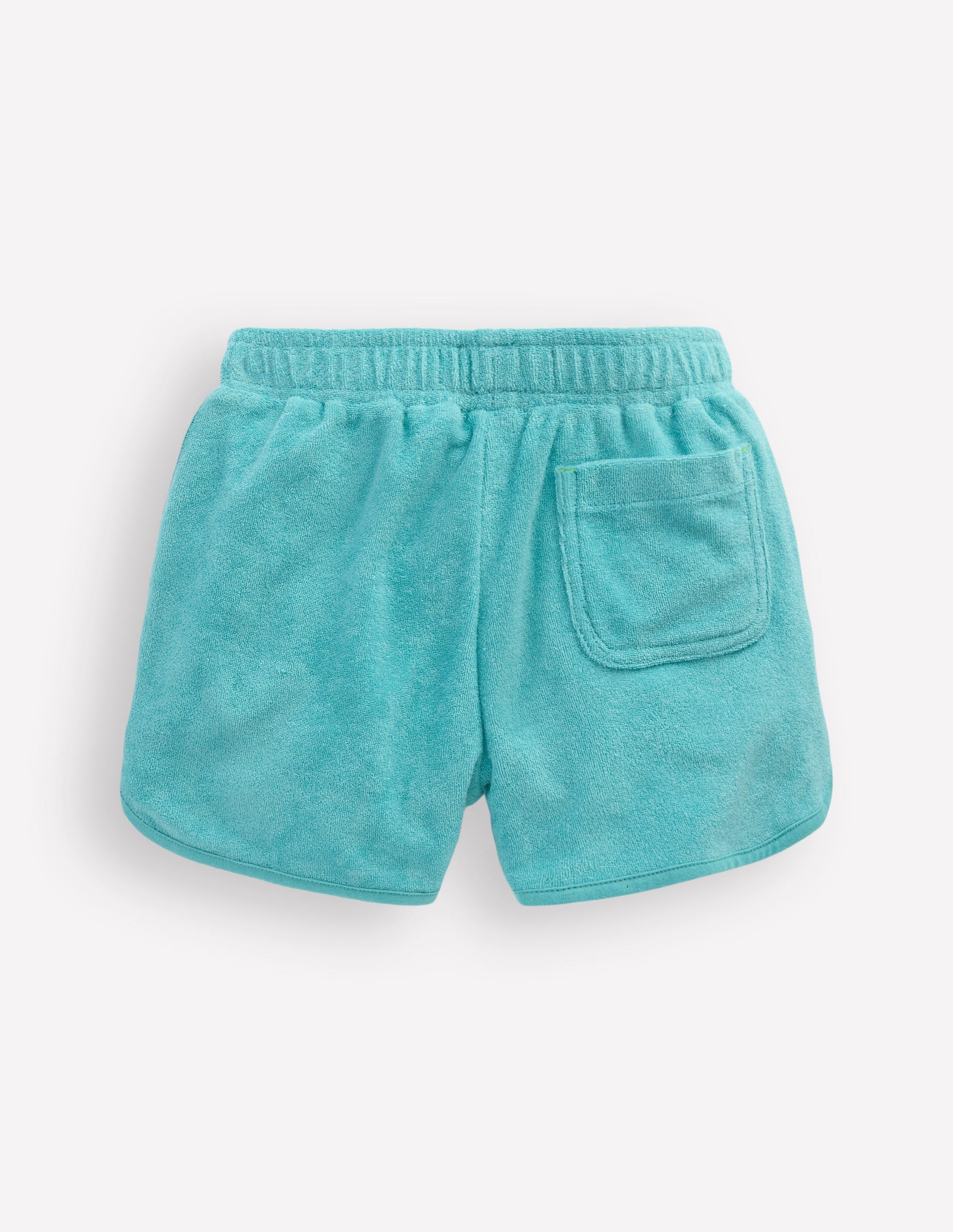 Towelling Embroidered Shorts-Blue Embroidery-2