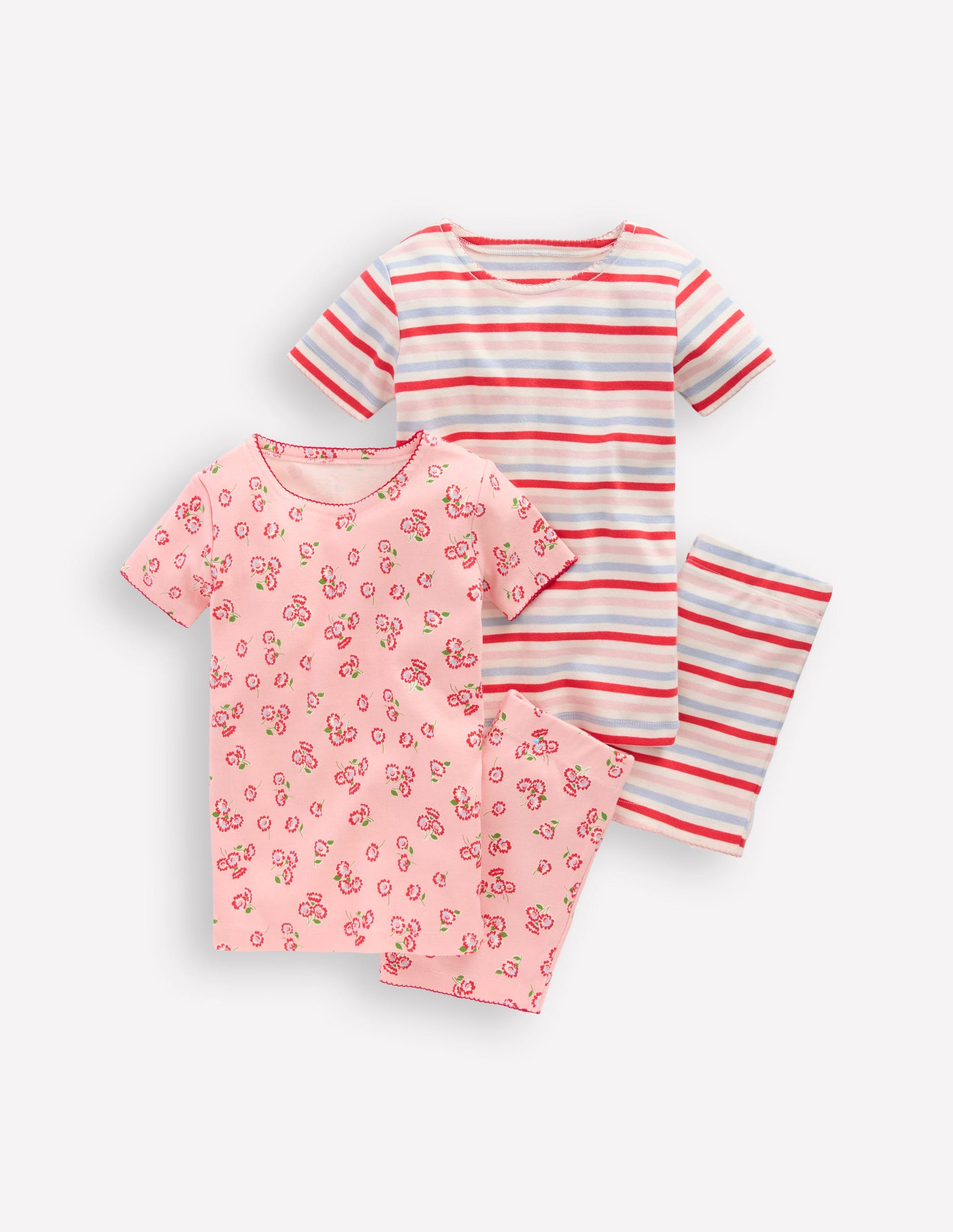 Twin Pack Short Pyjamas-Chalk Pink Daisy-1