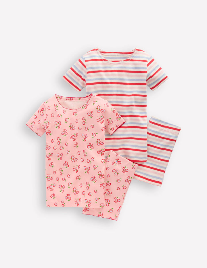 Twin Pack Short Pyjamas-Chalk Pink Daisy