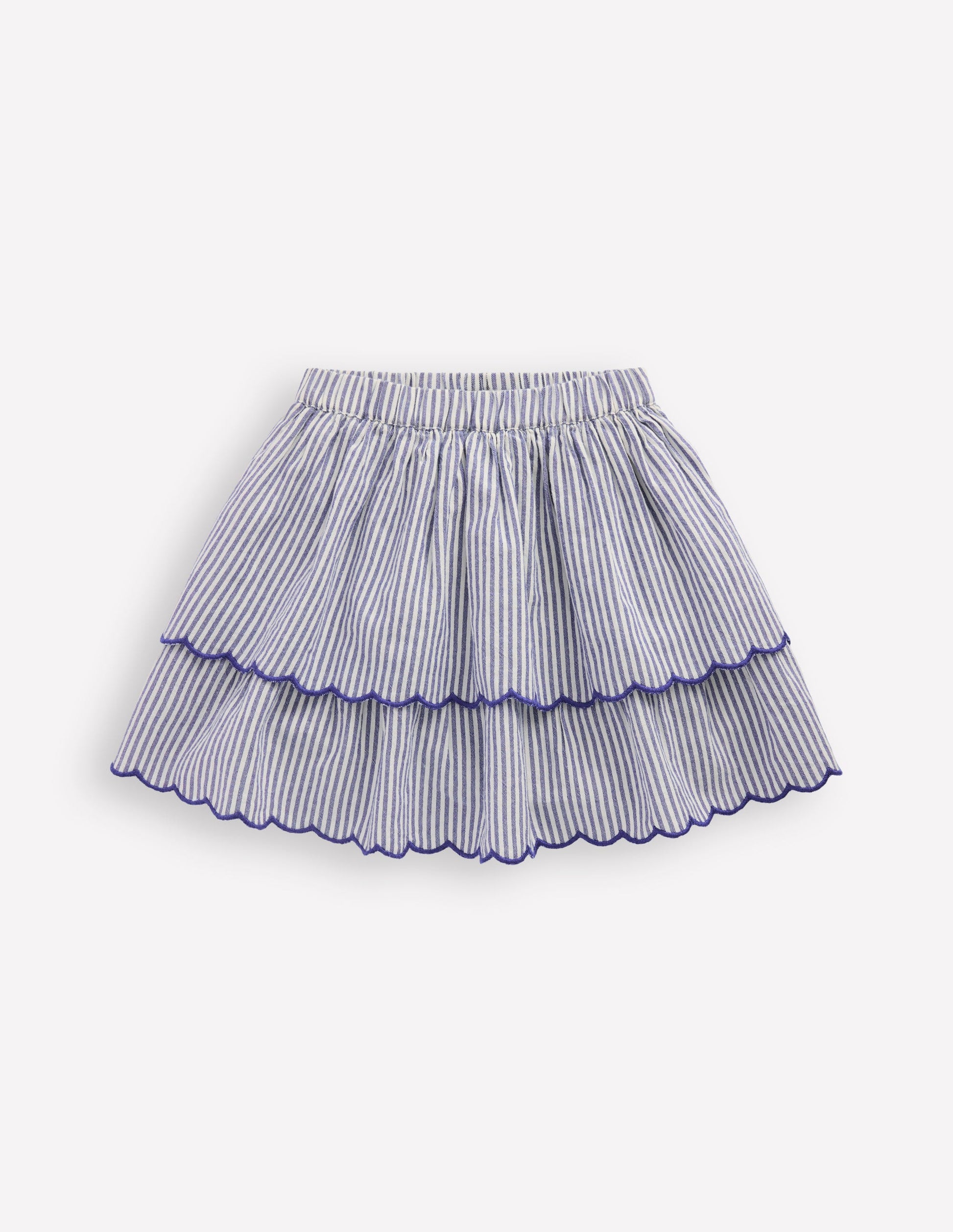 Trim Detail Skirt-Blue and Ivory Stripe-1