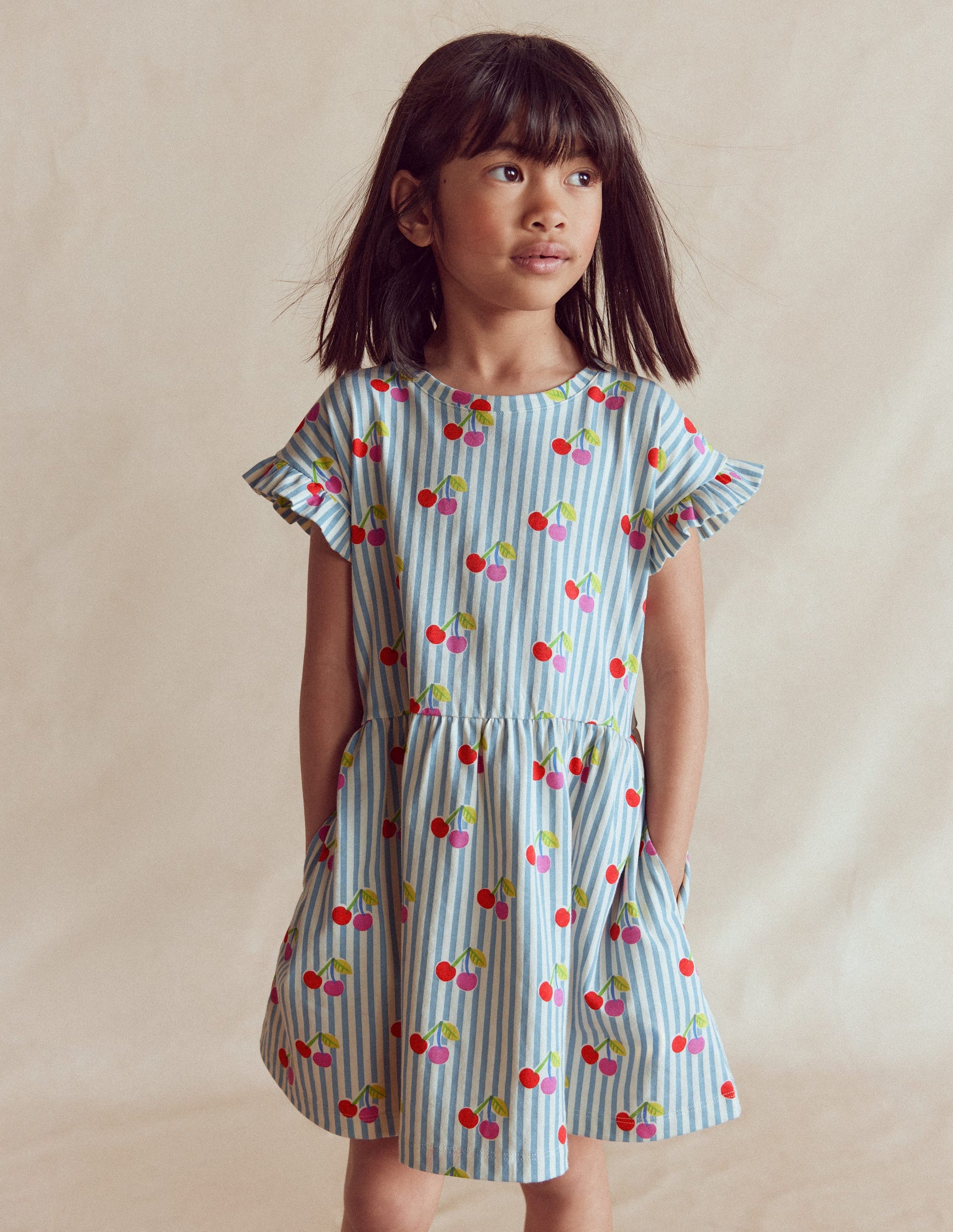 Jersey T-Shirt Dress-Blue Cherry Stripe | Boden UK Jersey T-Shirt Dress-Blue Cherry Stripe | Boden UK